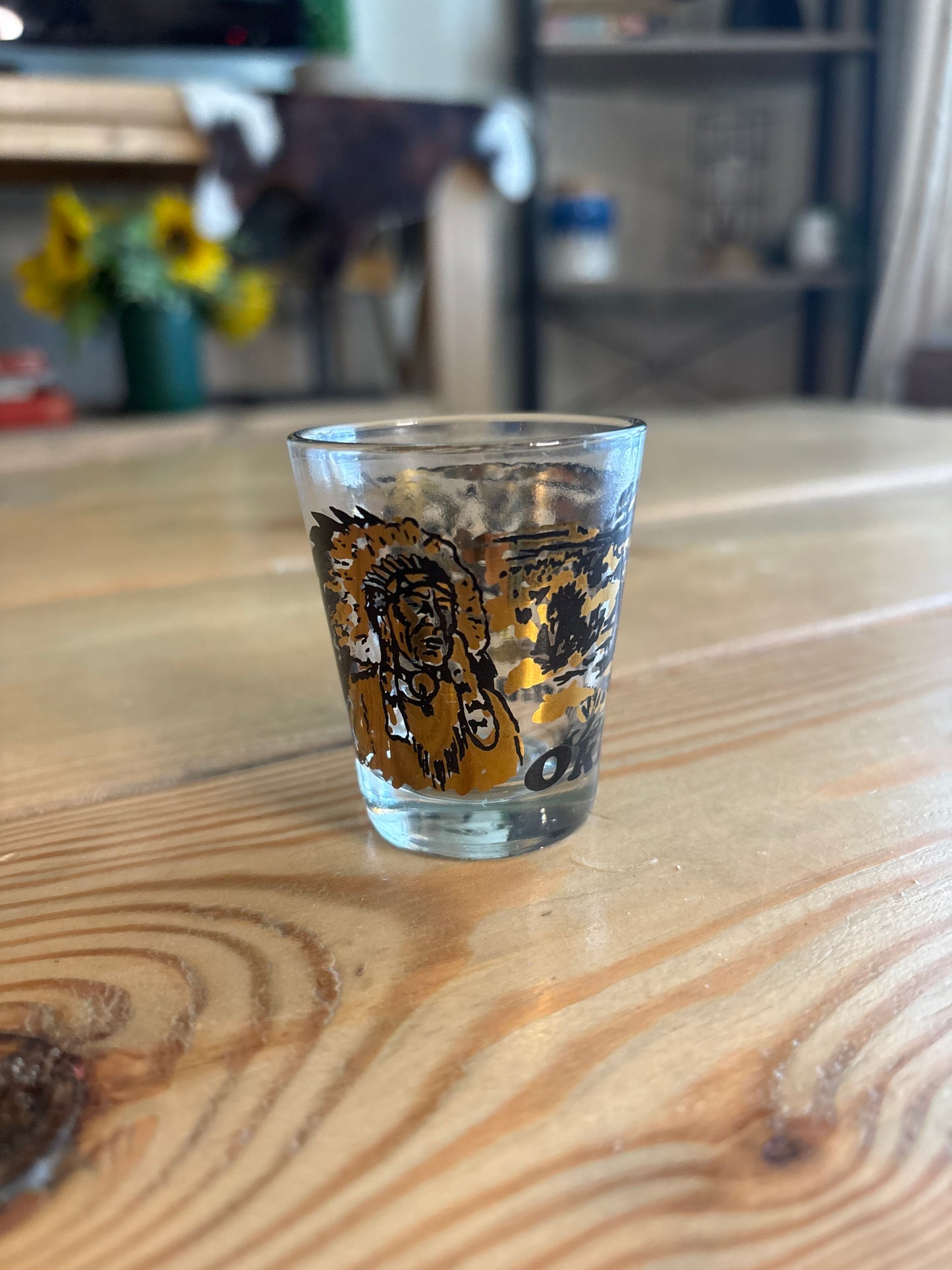 *VINTAGE* OKLAHOMA GOLD SHOT GLASS