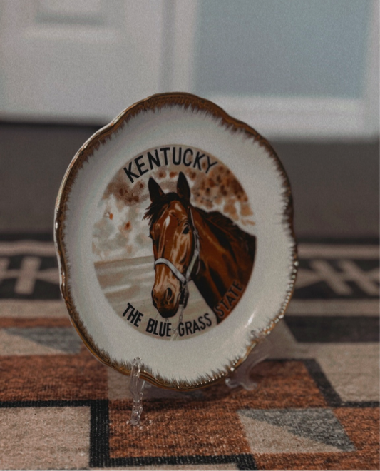 KENTUCKY BLUE GRASS STATE HORSE PLATE *VINTAGE*