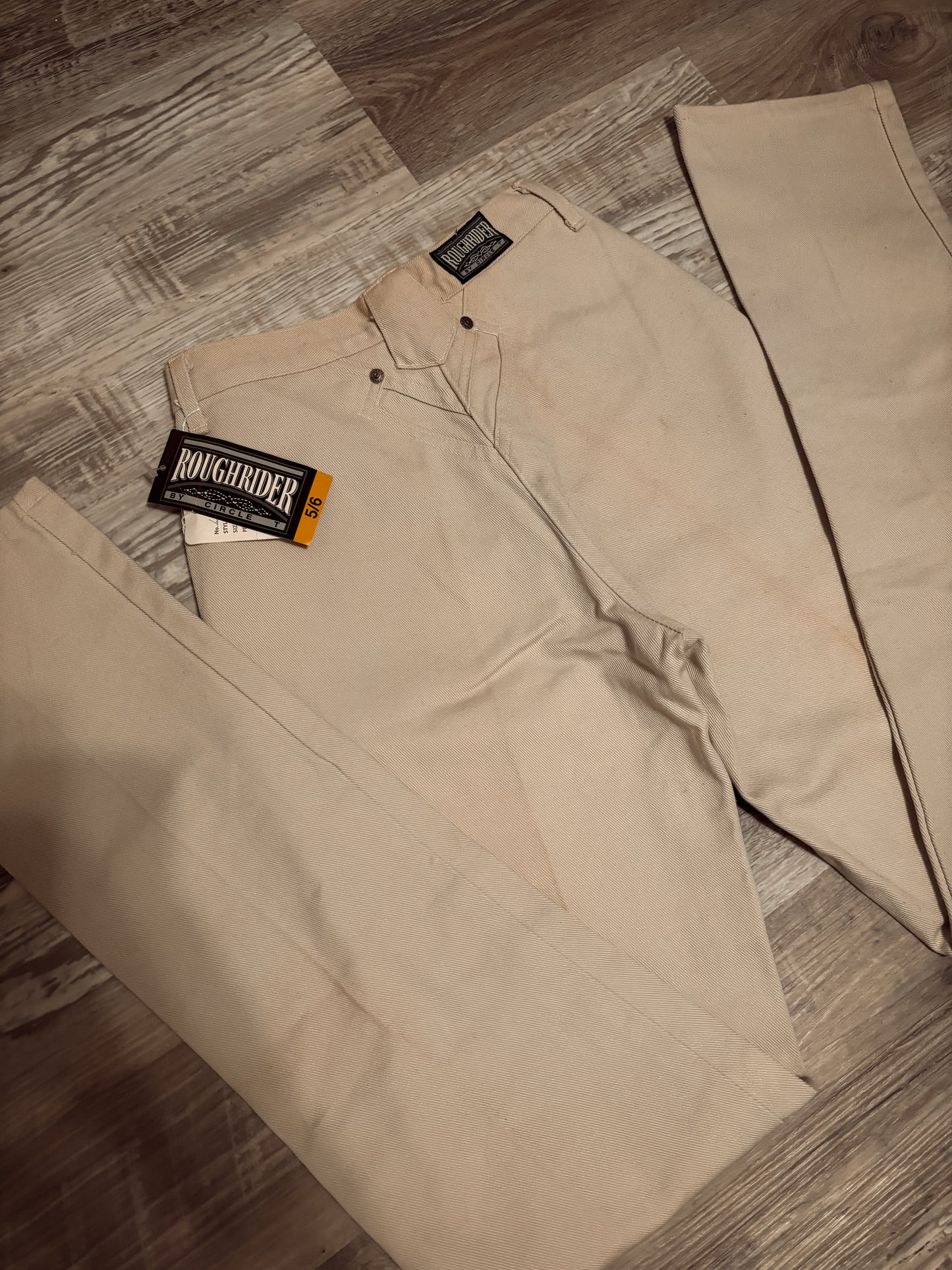 *VINTAGE, DEADSTOCK* 26” KHAKI ROUGHRIDER BAREBACK JEANS