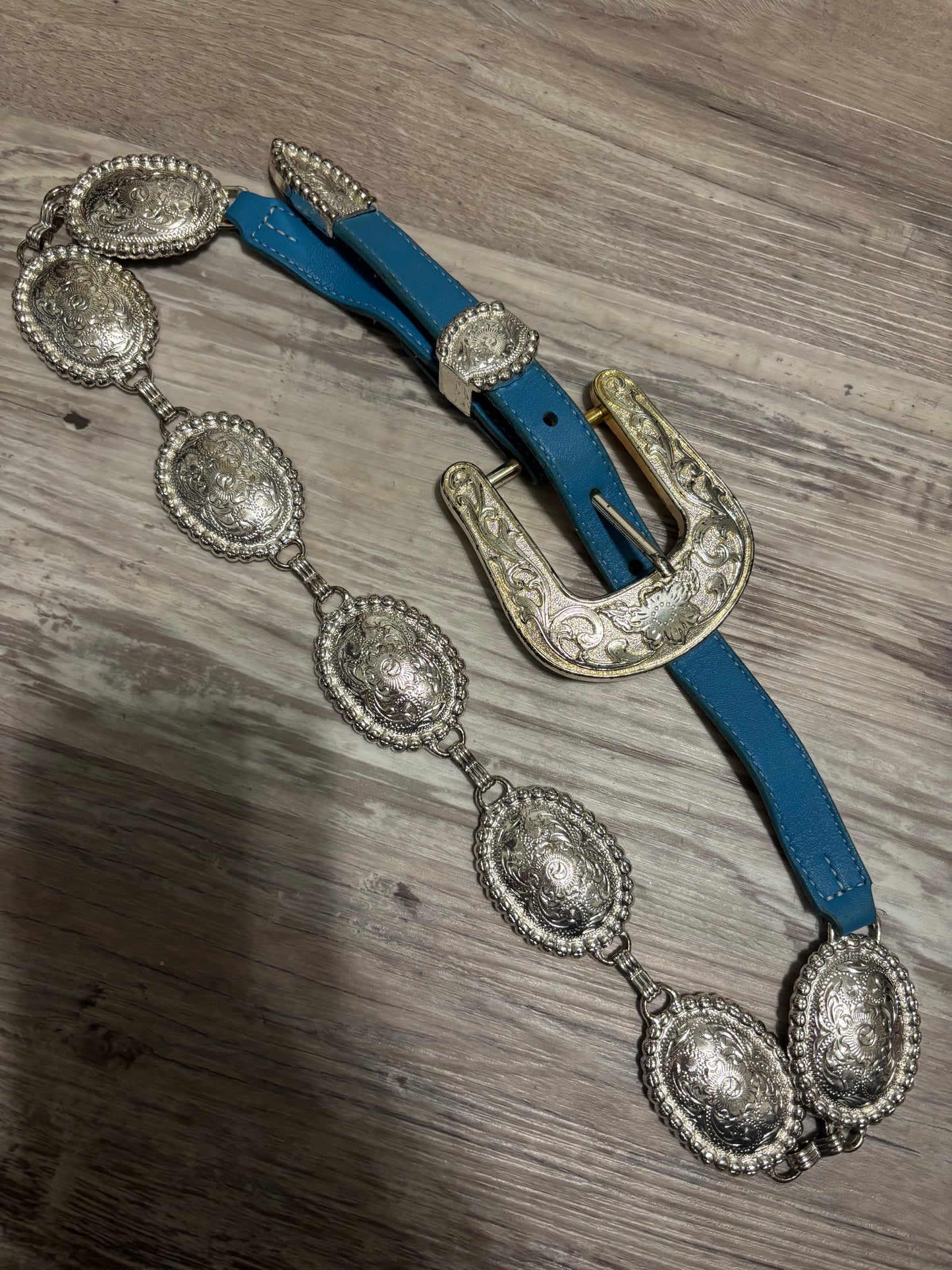 *VINTAGE*RARE* TURQUOISE FAMOUS TONY LAMA CONCHO CHAIN BELT (off buckle)