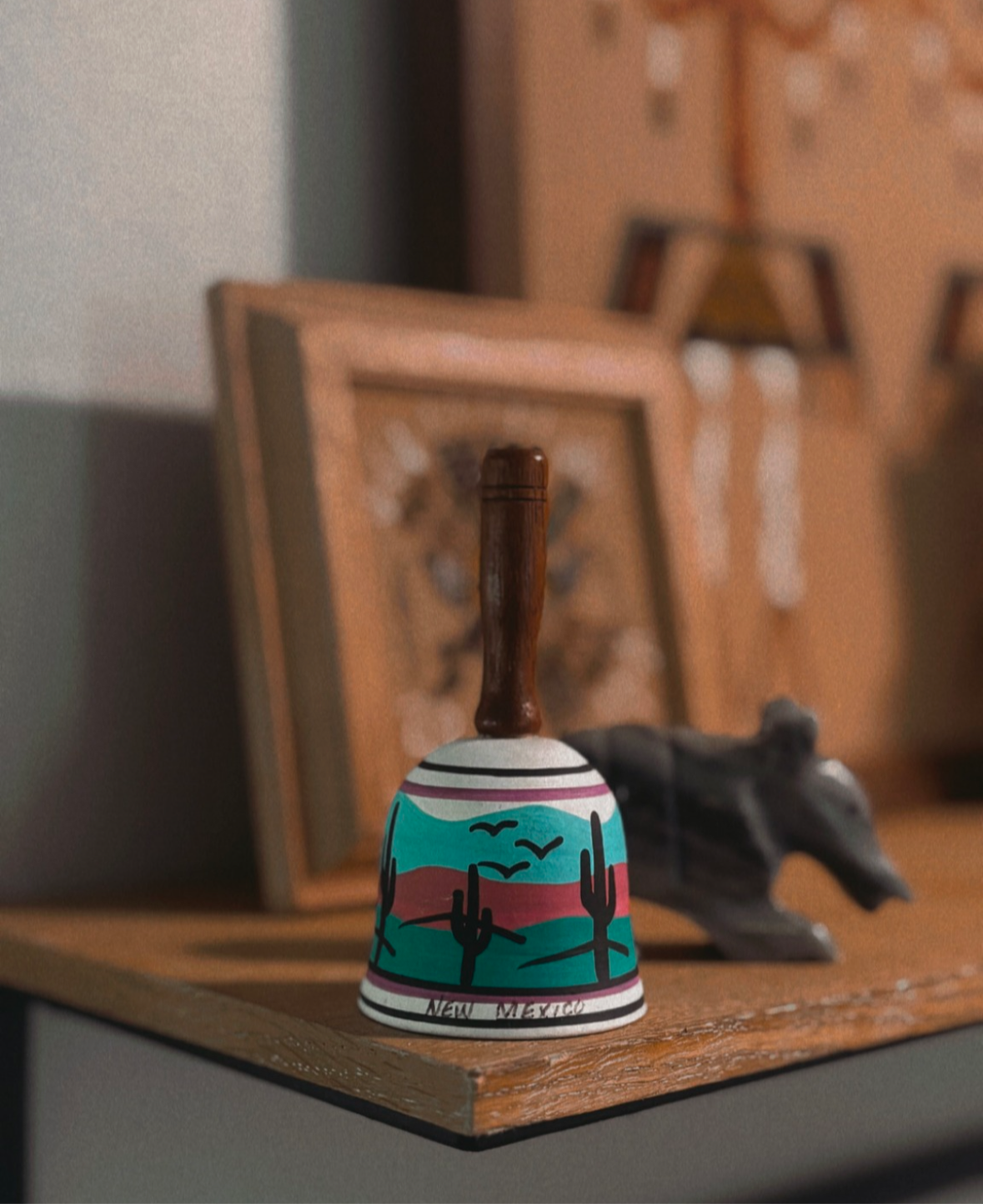 TESA BELL HANDPAINTED NEW MEXICO DINNER BELL *VINTAGE*