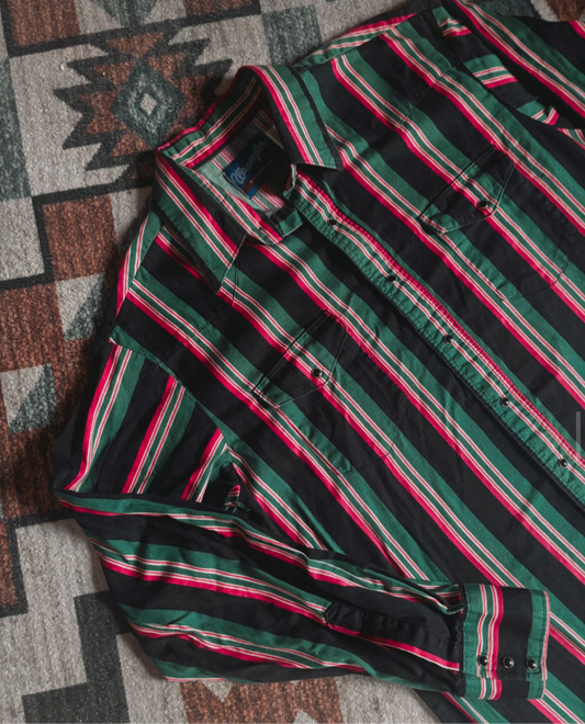 RED/GREEN WRANGLER PEARL SNAP *VINTAGE*