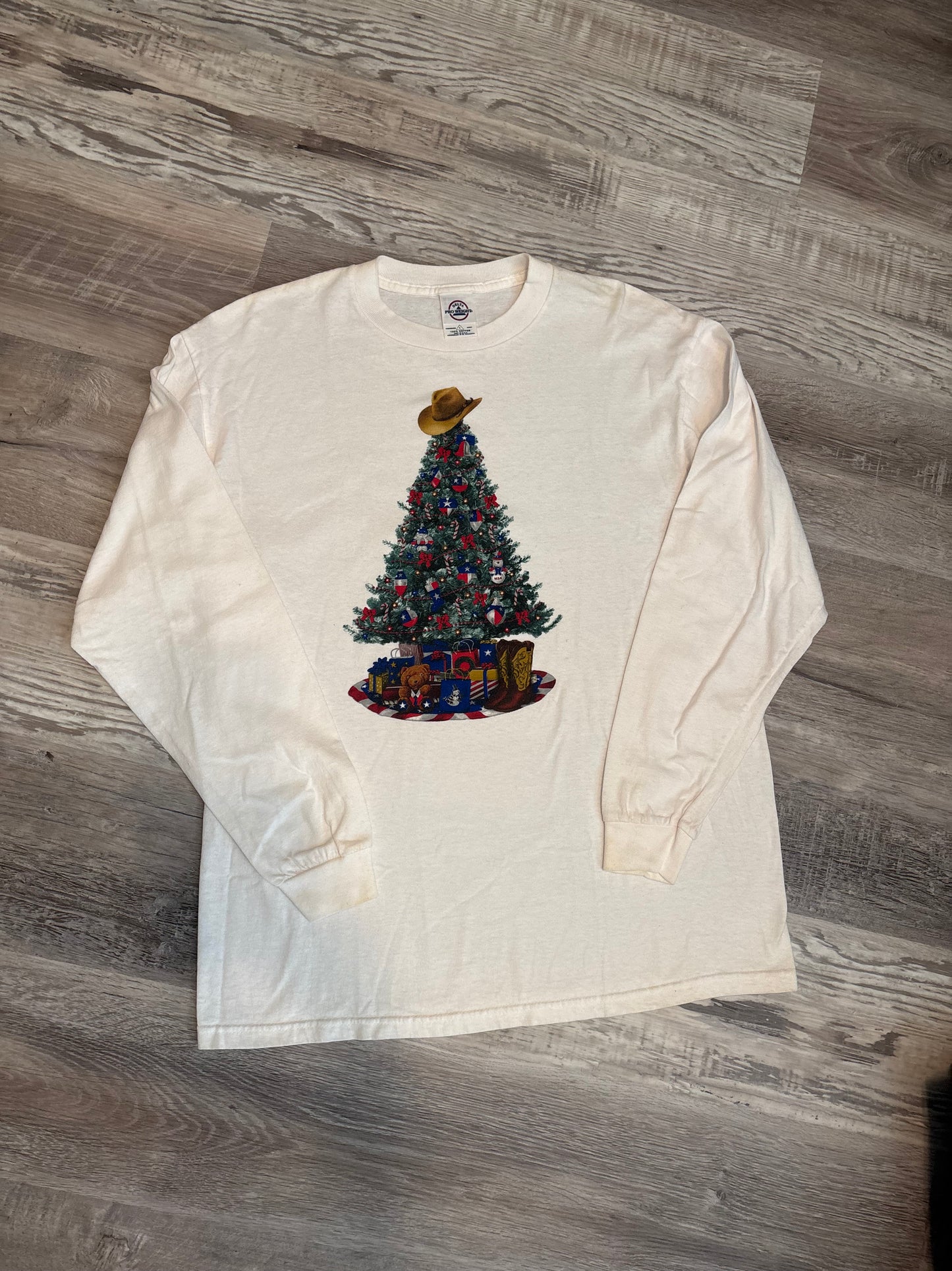TEXAS COWBOY CHRISTMAS TREE LONG SLEEVED TEE *VINTAGE*