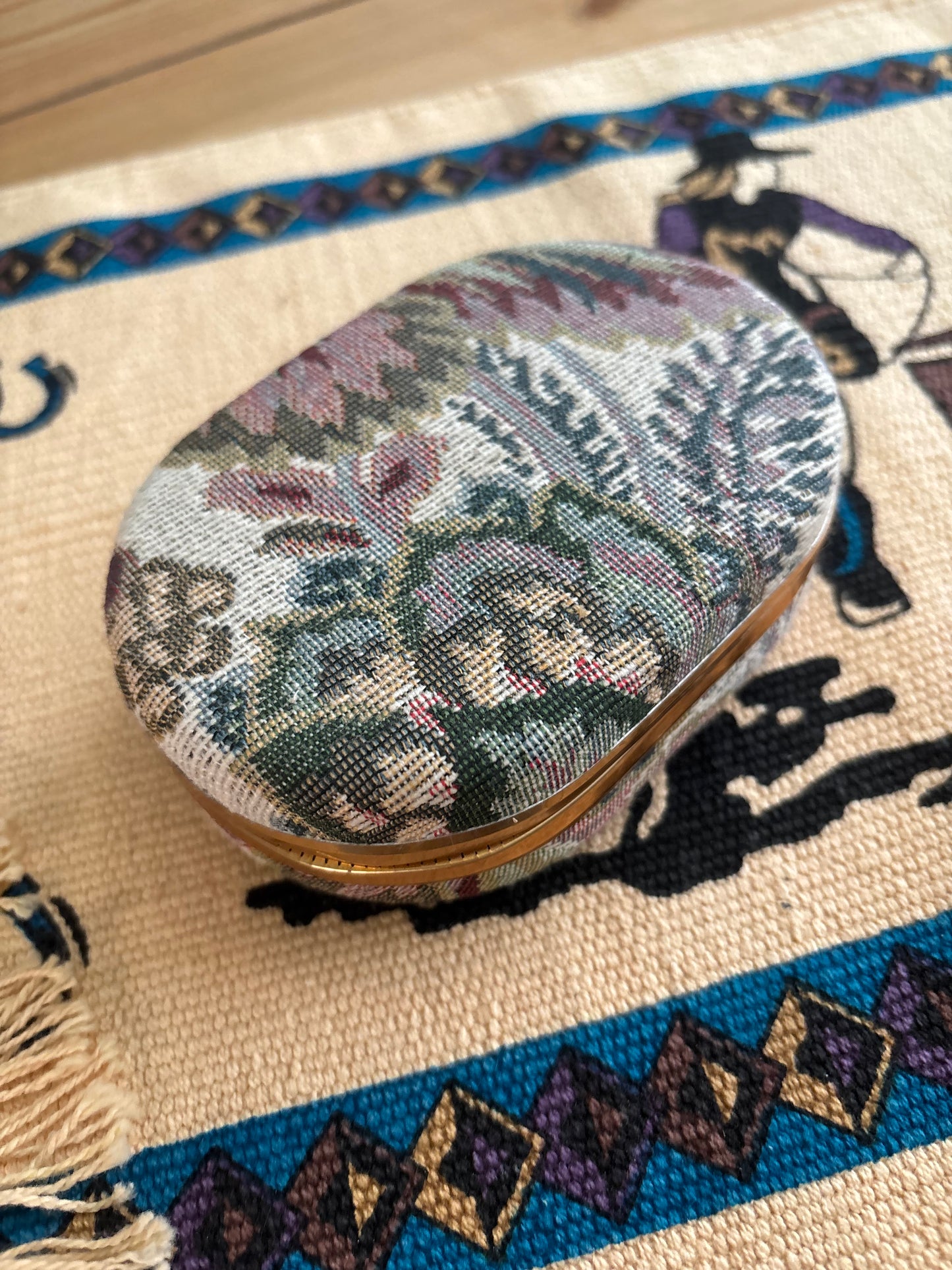 *VINTAGE* TAPESTRY JEWELRY TRINKET TRAVEL BOX
