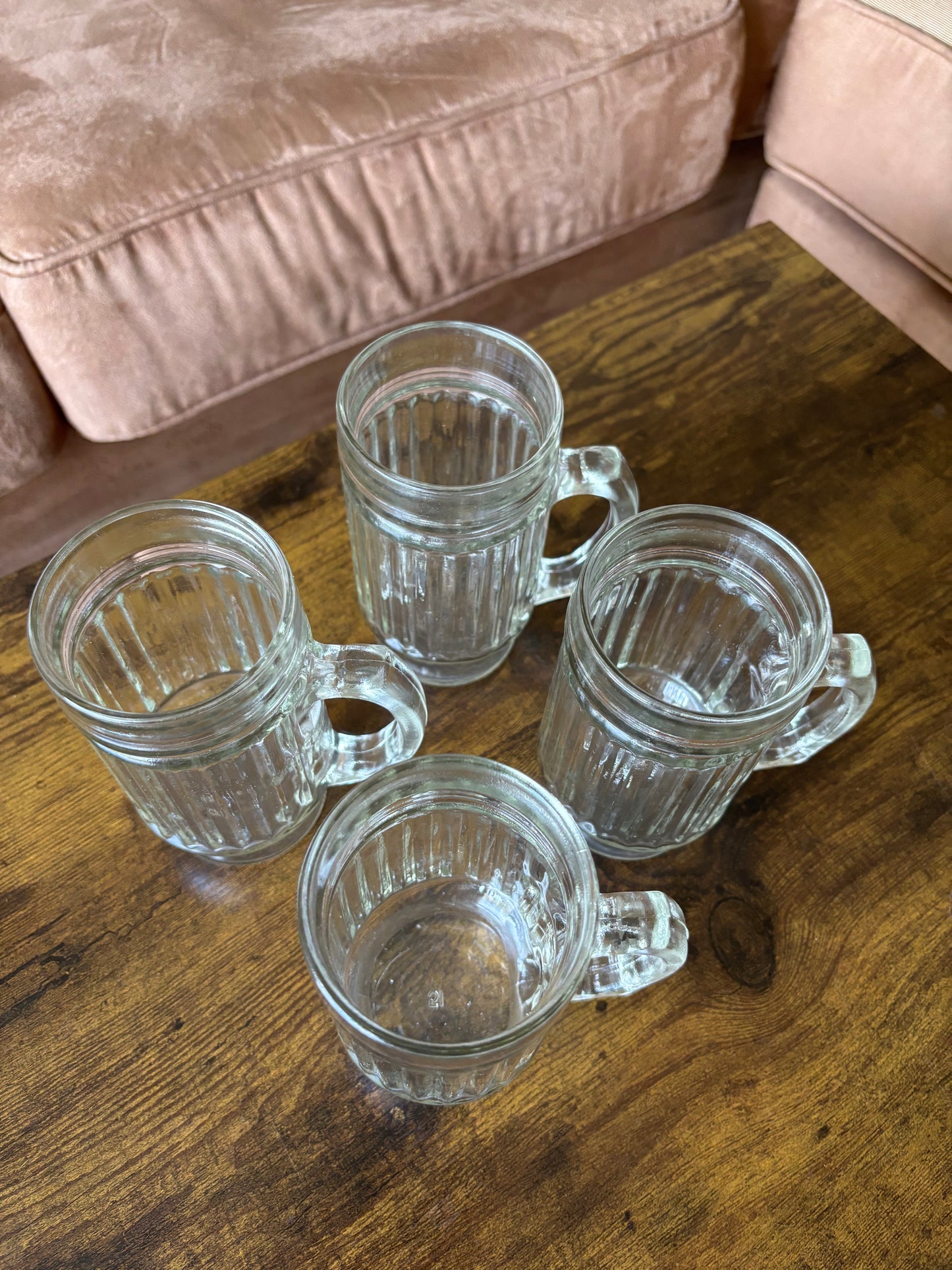 *VINTAGE* ANCHOR HOCKING LINE LITES MUGS (SET OF 4)