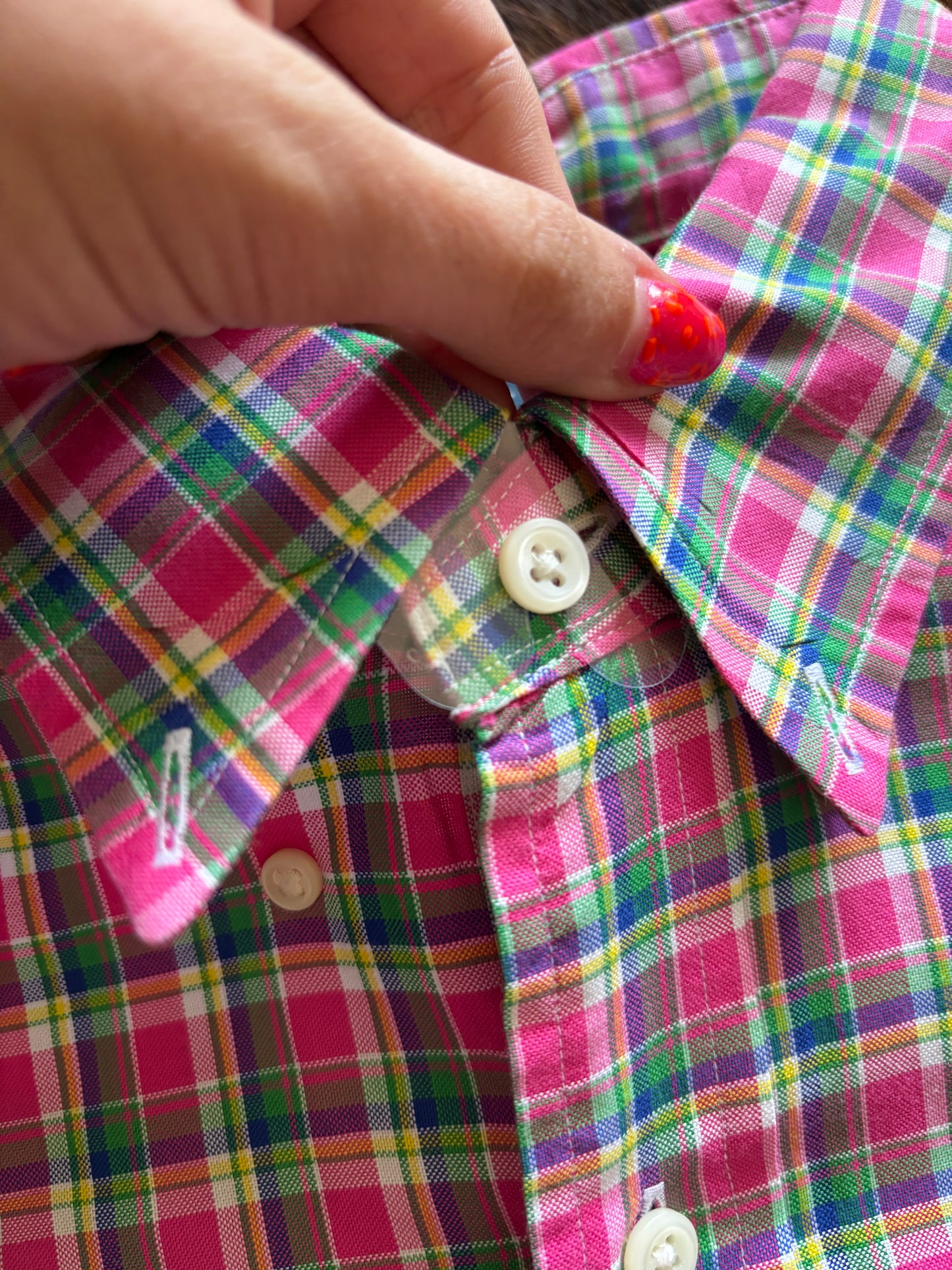 Men’s Ralph Lauren Polo NEW Pink/ Green Plaid Long Sleeved Button Up Shirt