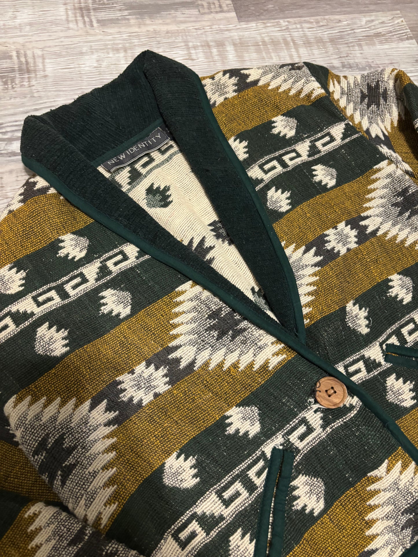 *VINTAGE* GREEN/YELLOW SOUTHWESTERN AZTEC TAPESTRY JACKET