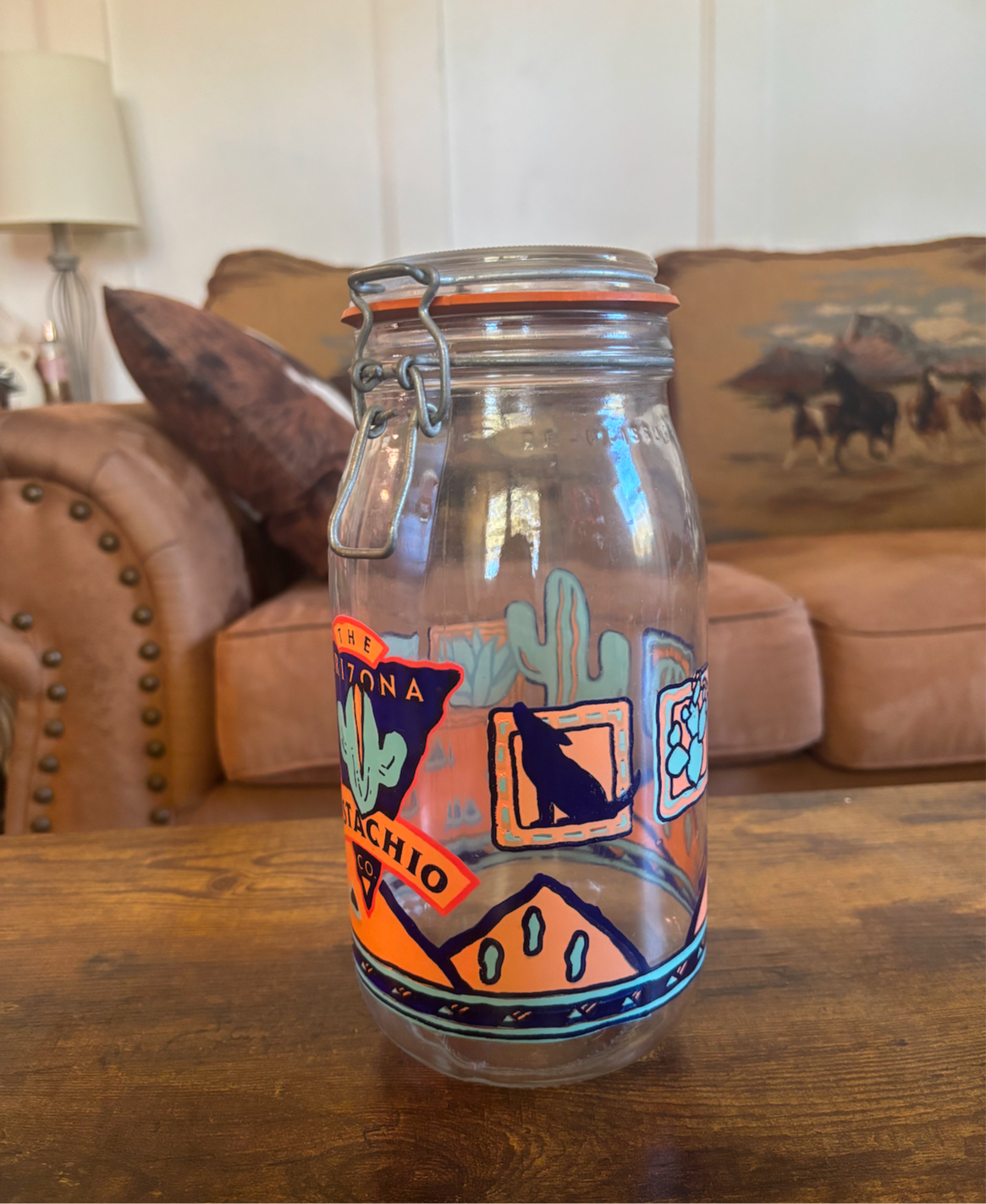 RARE PRINT ARIZONA PISTACHIO CO. LE PARFAIT 2L JAR *VINTAGE*