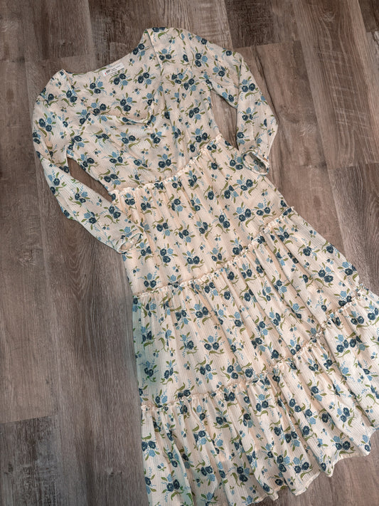 SWEET BABY JAMIE IVORY TIERED SWEETHEART MIDI DRESS