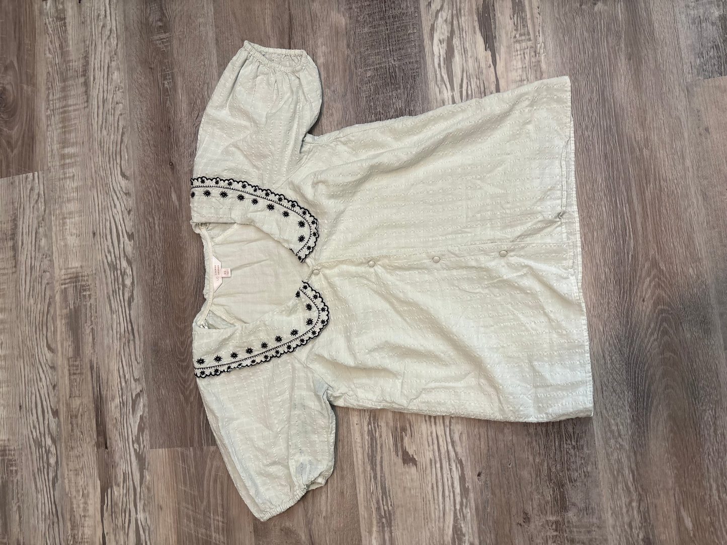 WHITE COLLARED BUBBLE SLEEVED BLOUSE