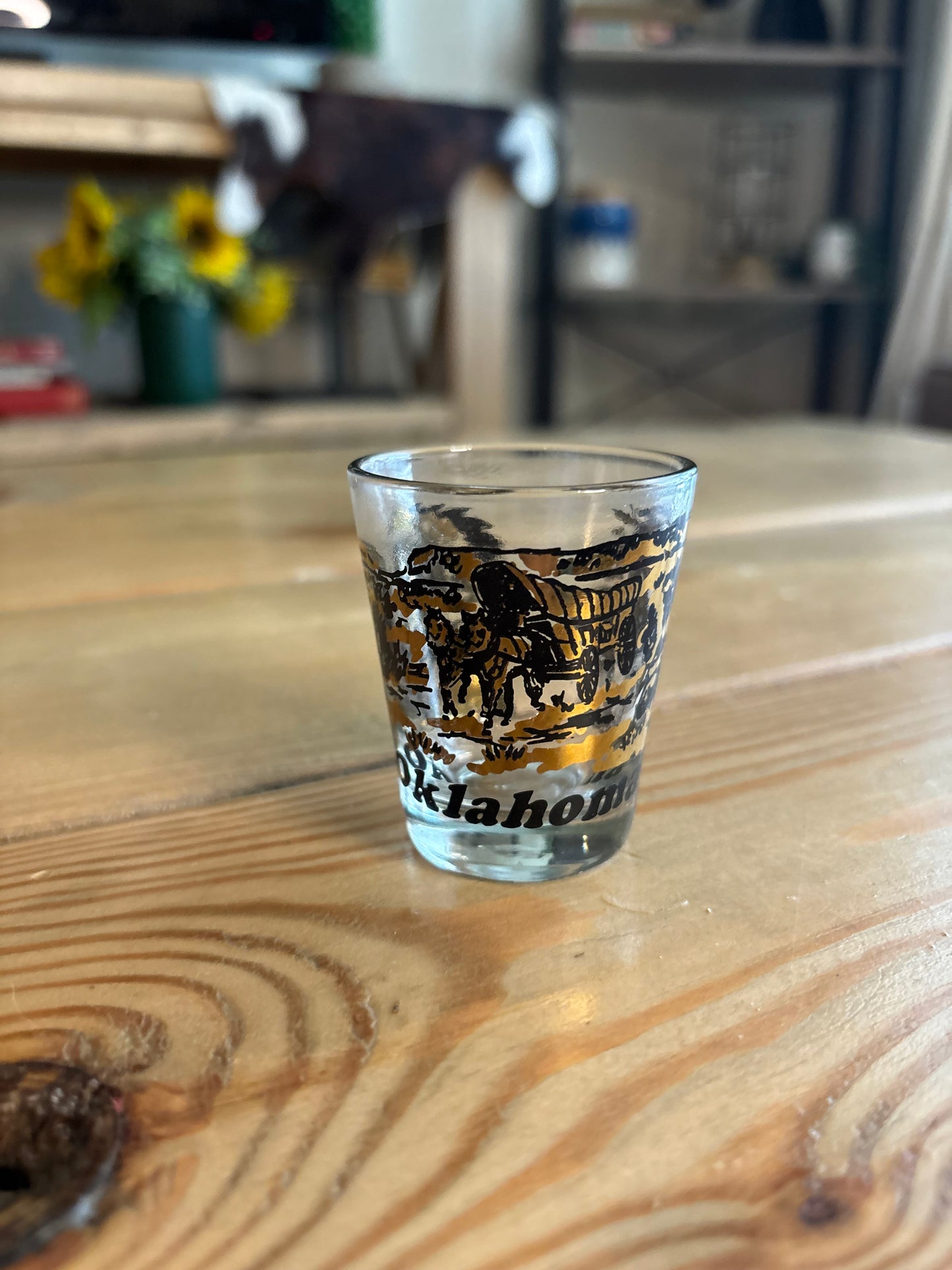 *VINTAGE* OKLAHOMA GOLD SHOT GLASS