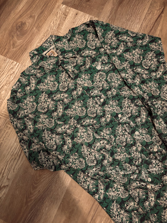 GREEN TROPICAL CINCH BUTTON UP SHIRT