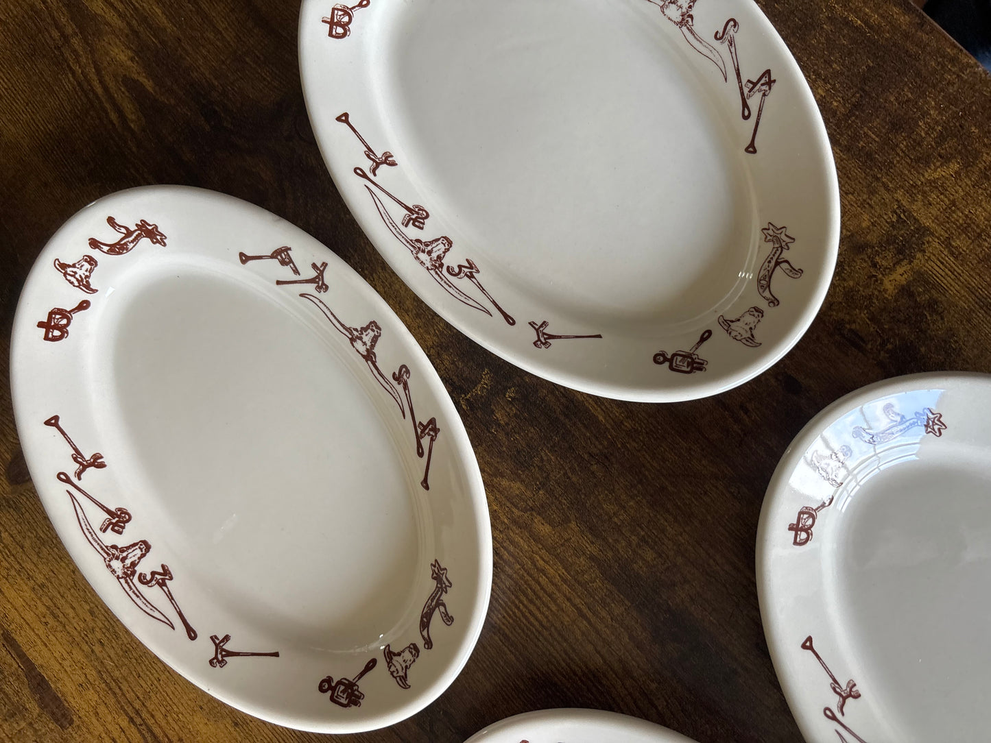 *VINTAGE* EL RANCHO BY STERLING CHINA CATTLE BRANDS HEAVY DUTY PLATES