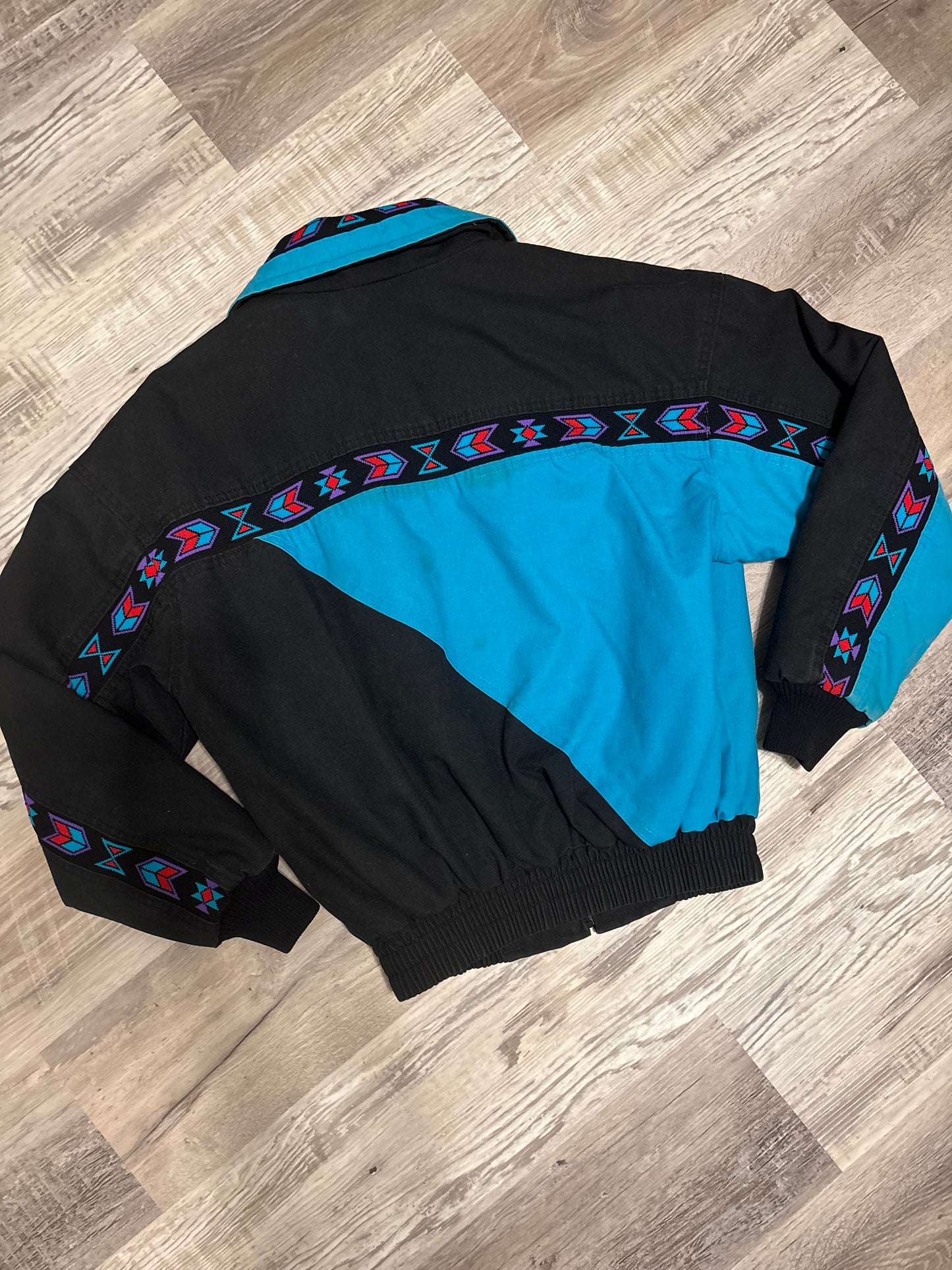 *VINTAGE* DAVID JAMES TURQUOISE AZTEC BOMBER SKI JACKET