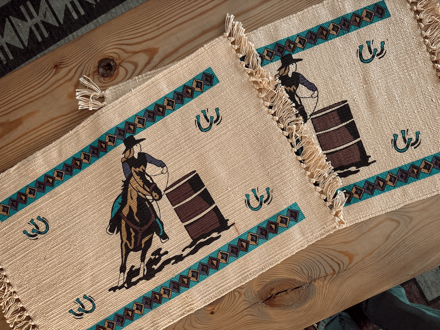 *VINTAGE* BARREL RACER WESTERN PLACEMATS SET OF 2