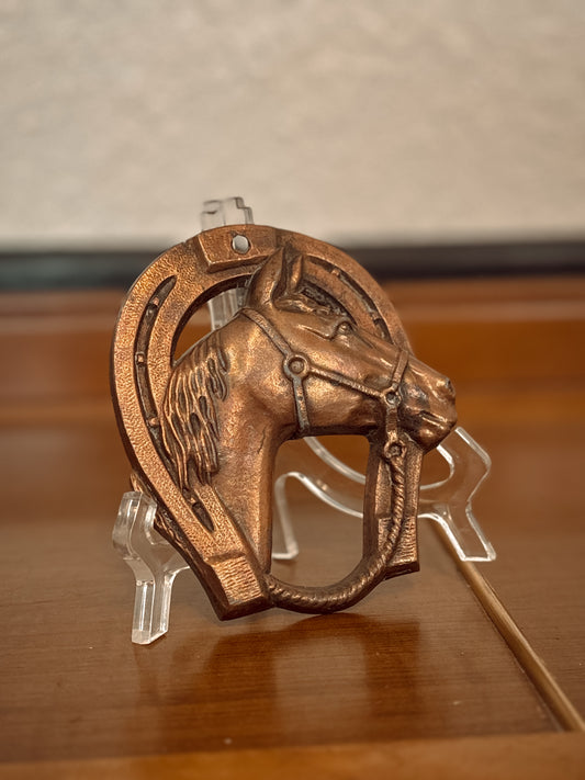 *VINTAGE* COPPER HORSE HEAD, HORSE SHOE WALL DECOR