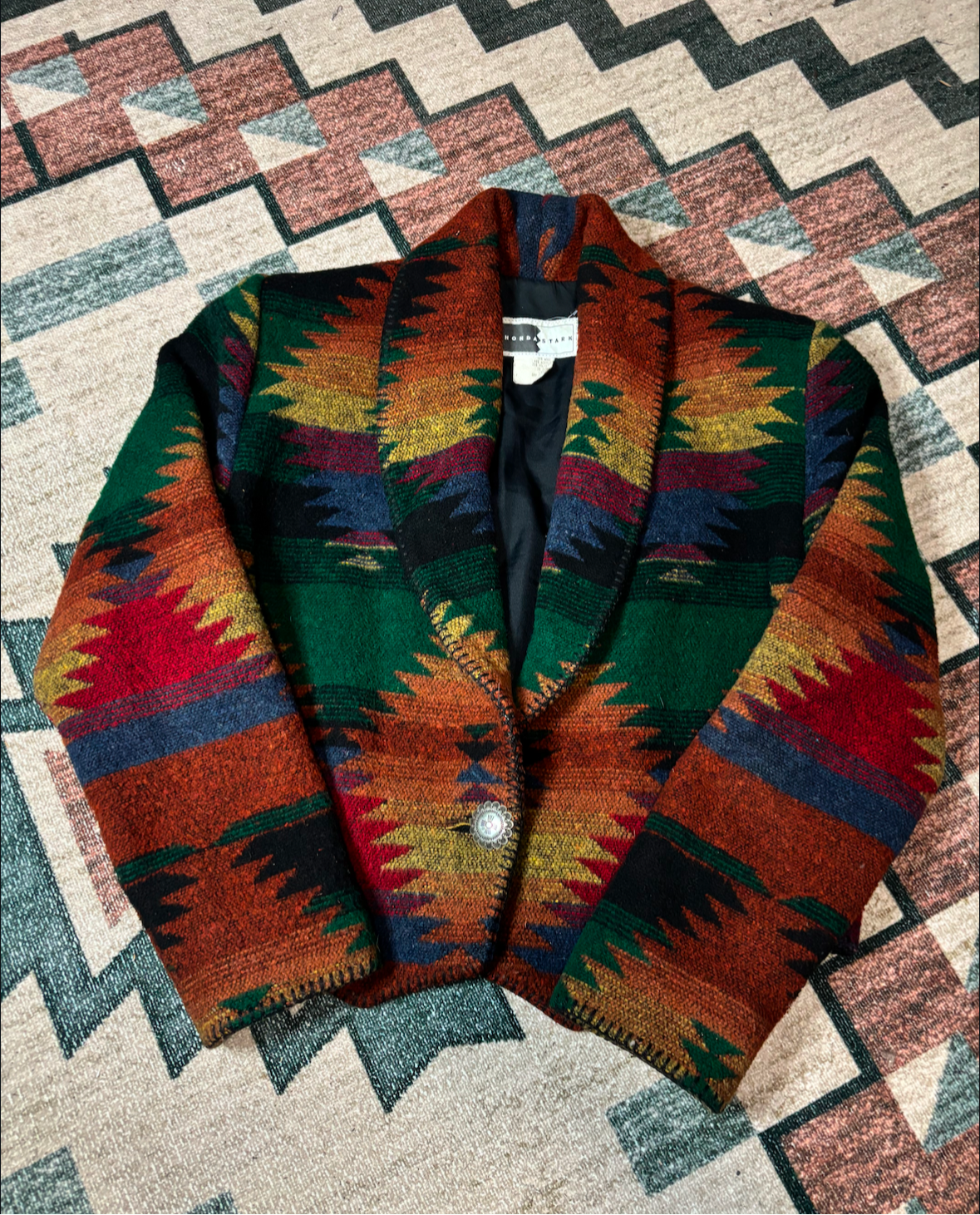 RHONDA STARK WOOL SOUTHWESTERN AZTEC BLAZER *VINTAGE