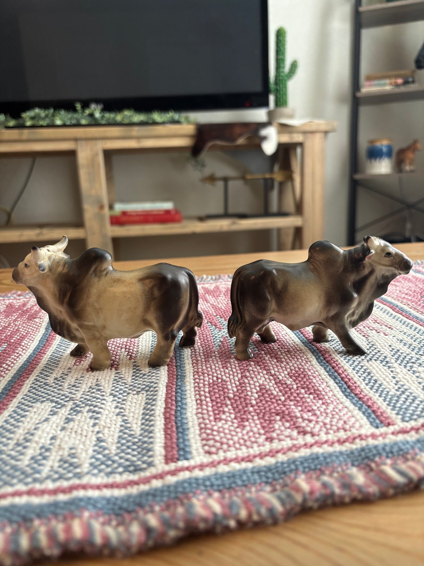 VICTORIA CERAMICS BRAHMAN SALT & PEPPER SHAKER SET *VINTAGE*