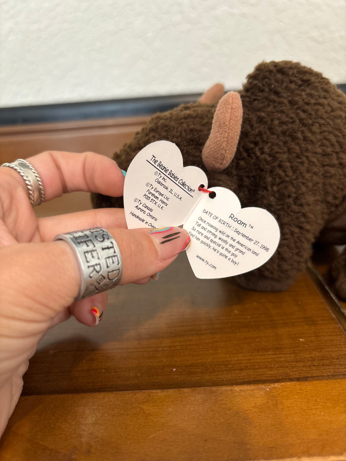 *VINTAGE*RARE, MISPRINT* ROAM THE BISON BEANIE BABY (W/ TAG ERRORS)