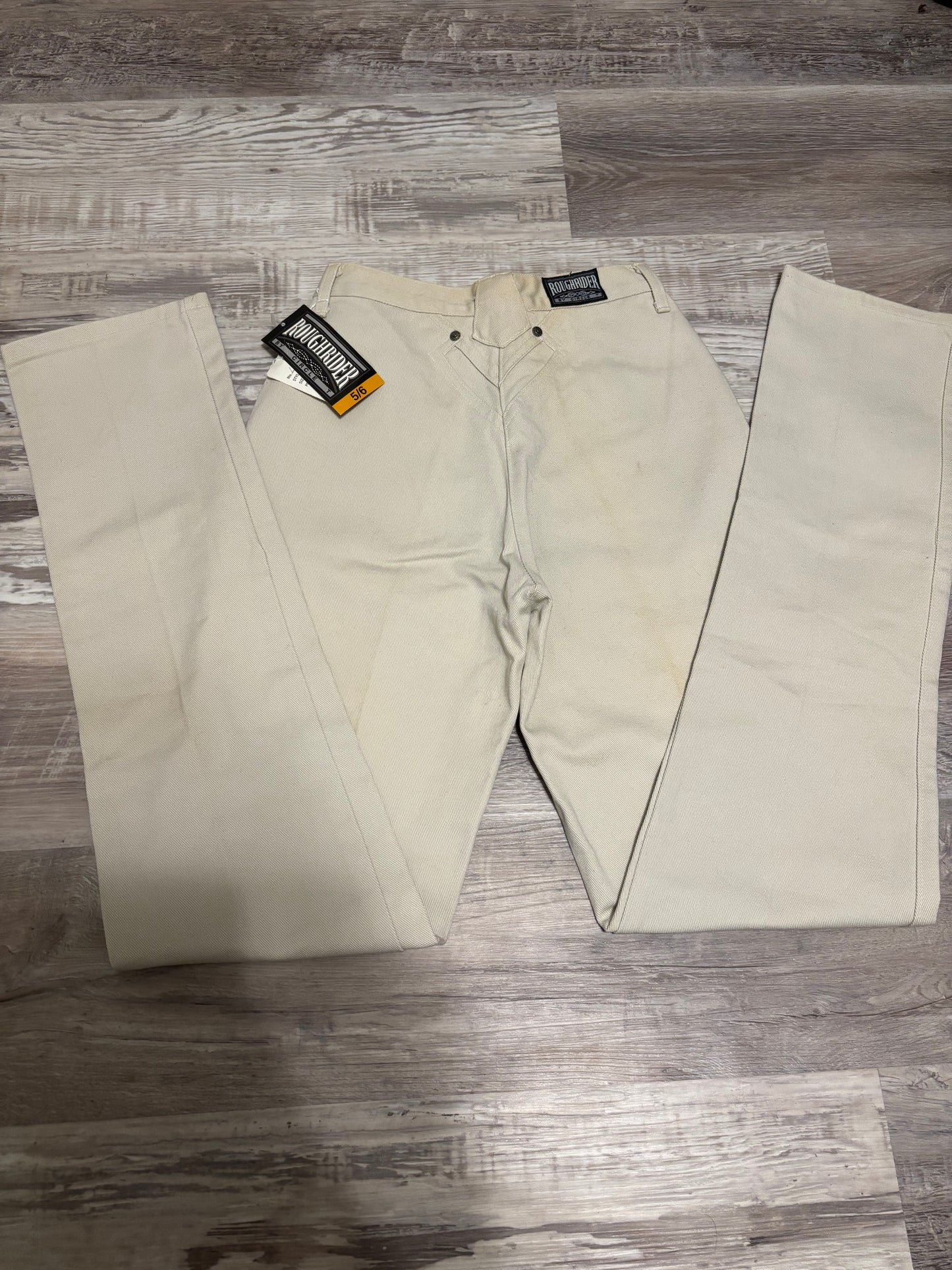 *VINTAGE, DEADSTOCK* 26” KHAKI ROUGHRIDER BAREBACK JEANS