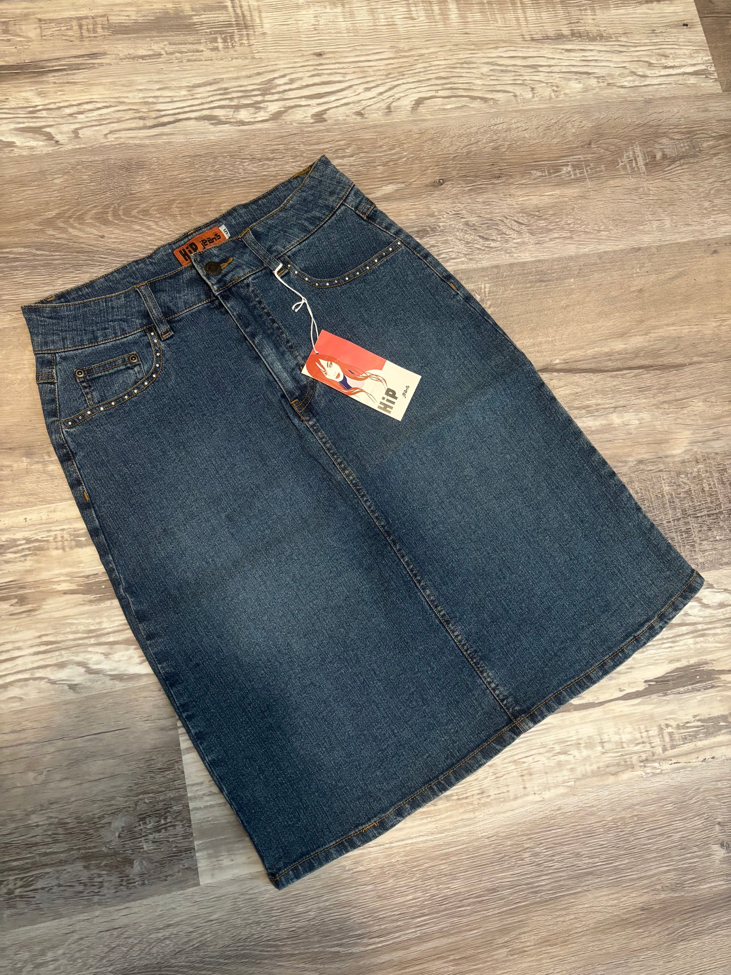 *DEADSTOCK* DENIM SKIRT RHINESTONE BRONC *VINTAGE*