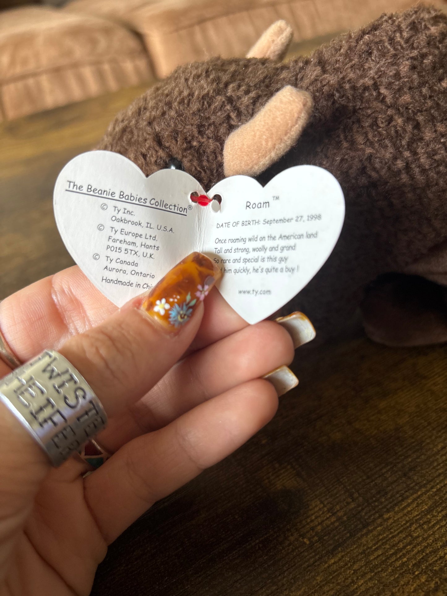 *VINTAGE*RARE, MISPRINT* ROAM THE BISON BEANIE BABY (W/ TAG ERRORS)