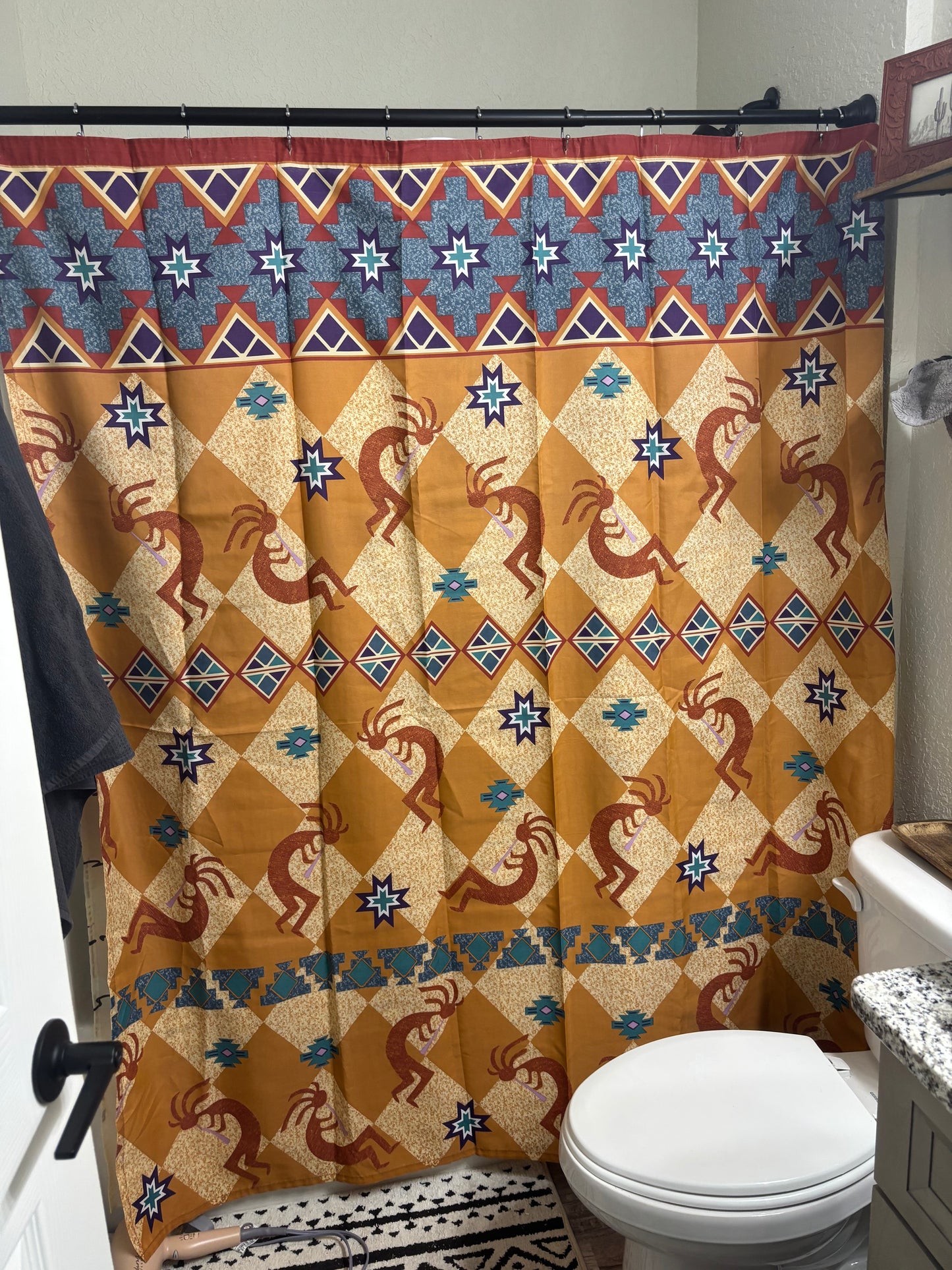 *VINTAGE* KOKOPELLI AZTEC SOUTHWESTERN STANDARD SHOWER CURTAIN