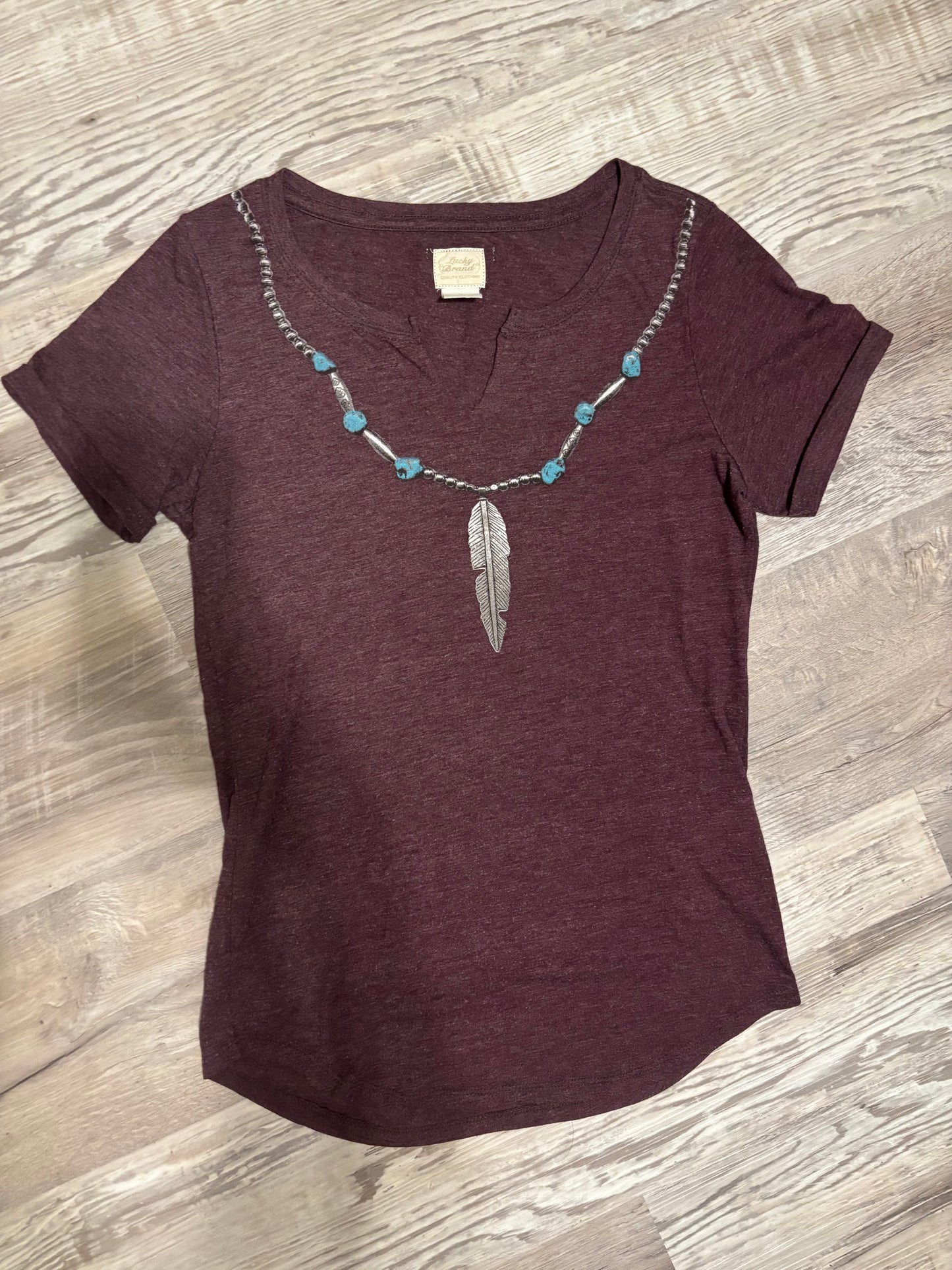 *VINTAGE* LUCKY BRAND NATUVE TURQUOISE PEARL NECKLACE TOP