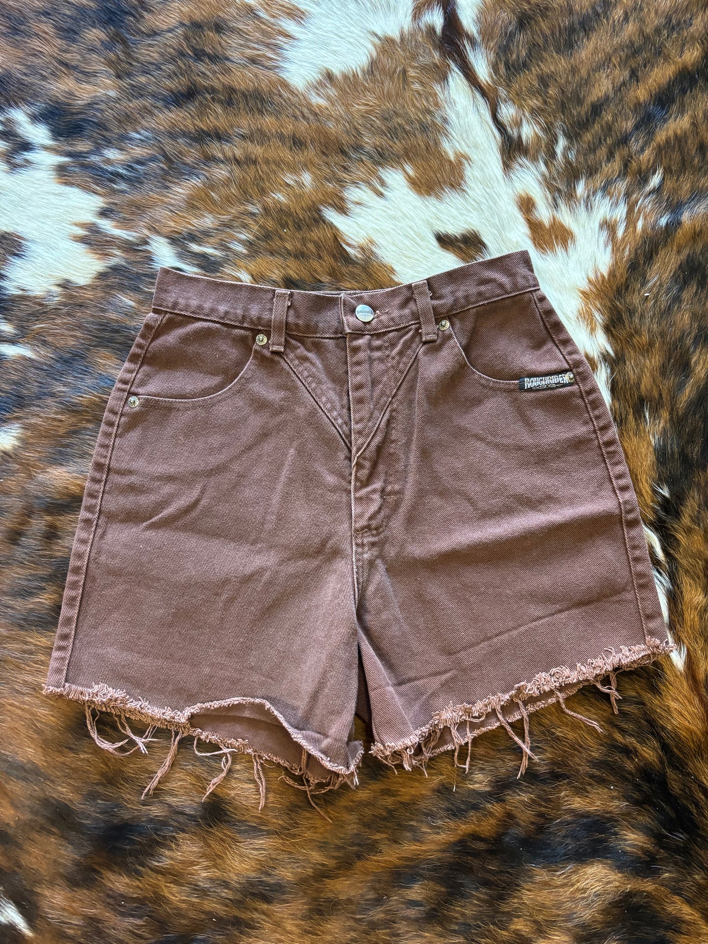 *VINTAGE* 28” BROWN CONCHO ROUGHRIDER BAREBACK CUTOFF SHORTS