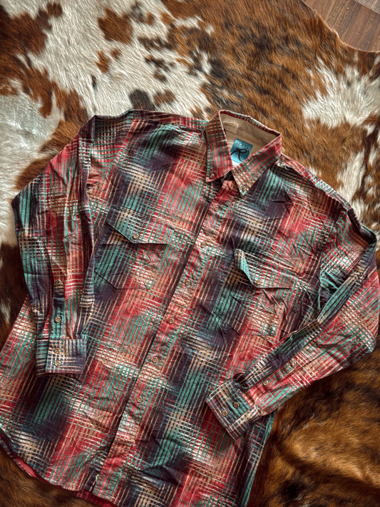 *VINTAGE* MULTI COLOR ROPER WESTERN BUTTON UP SHIRT