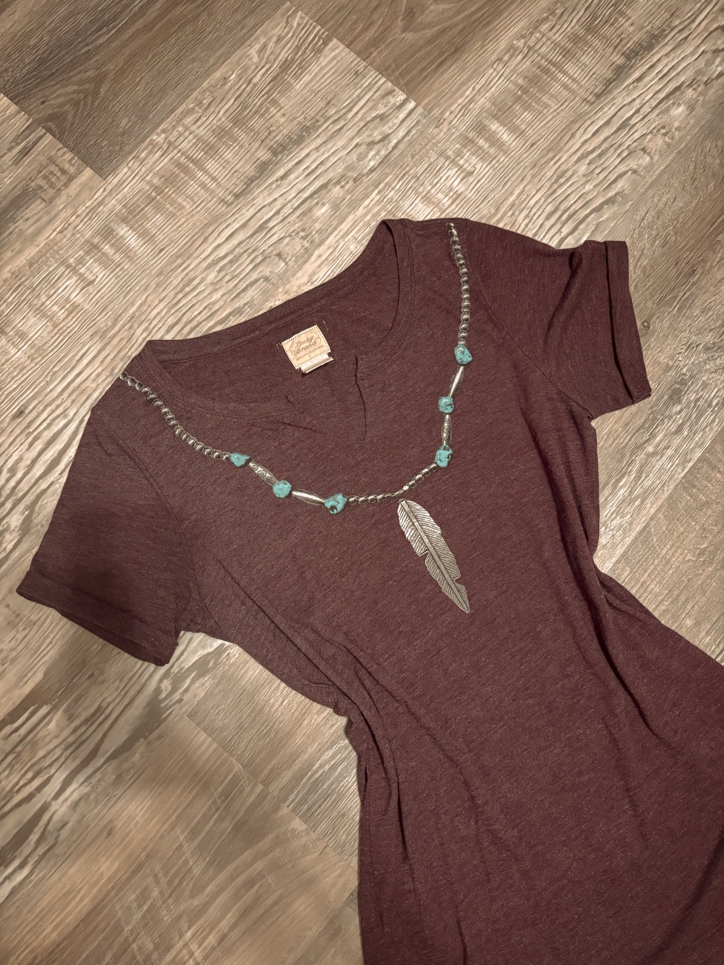*VINTAGE* LUCKY BRAND NATUVE TURQUOISE PEARL NECKLACE TOP