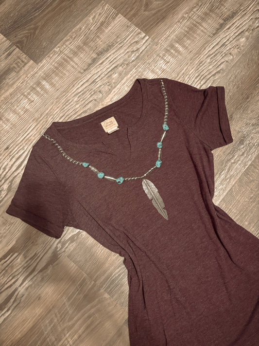 *VINTAGE* LUCKY BRAND NATUVE TURQUOISE PEARL NECKLACE TOP