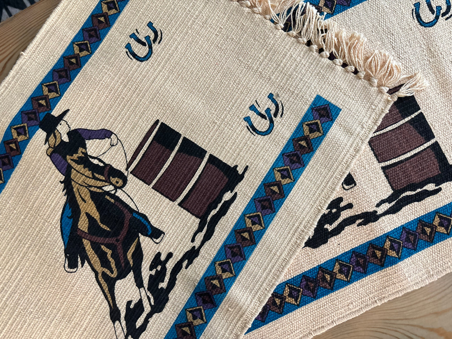 *VINTAGE* BARREL RACER WESTERN PLACEMATS SET OF 2