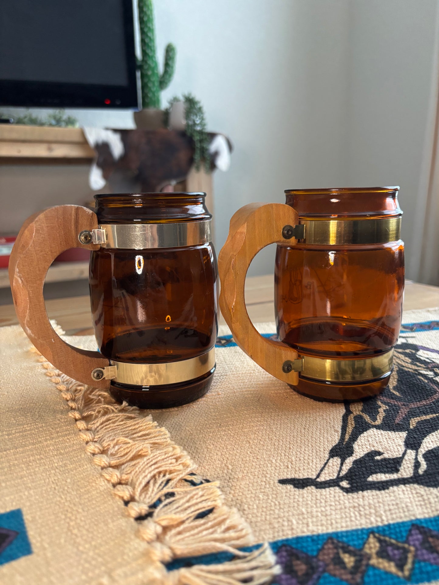 *VINTAGE* SIESTA WARE BARREL COWBOY MUG *SET*