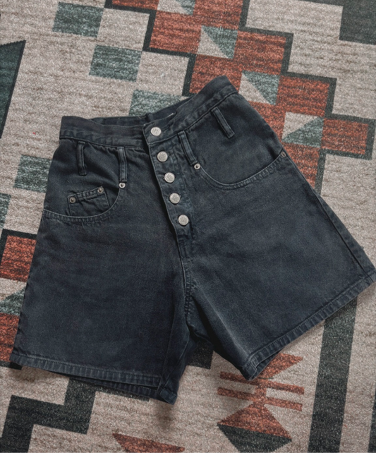 23” BLACK NADA NUFF DENIM SHORTS *VINTAGE*