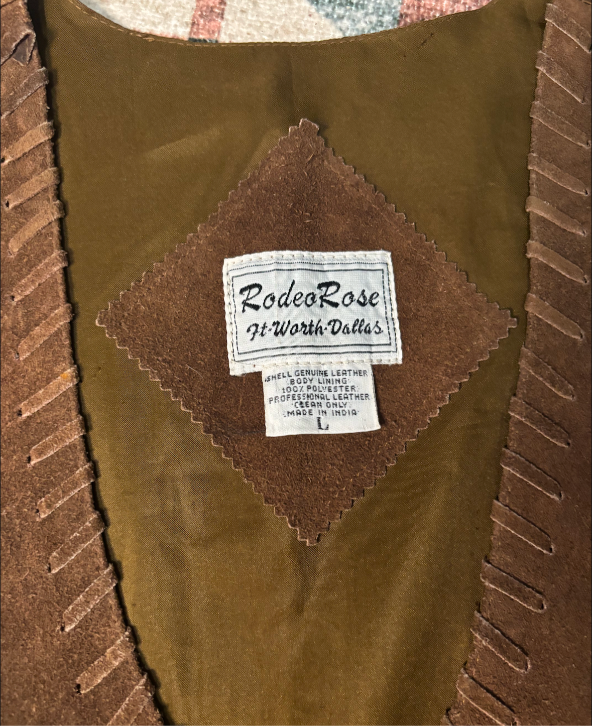 RODEO ROSE GENUINE LEATHER BROWN VEST *VINTAGE*