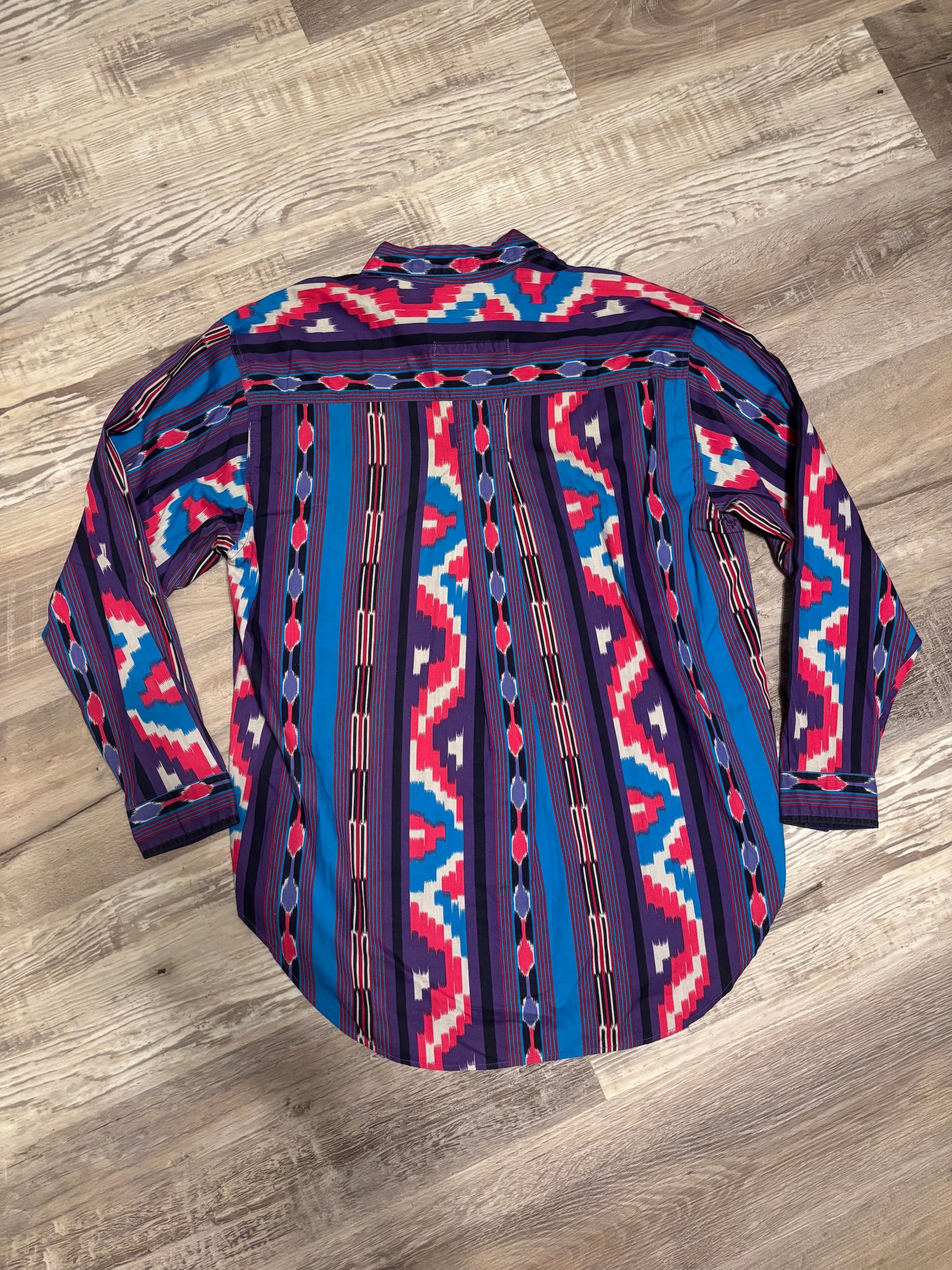 *VINTAGE* KYOTO PINK/PURPLE AZTEC BUTTON UP