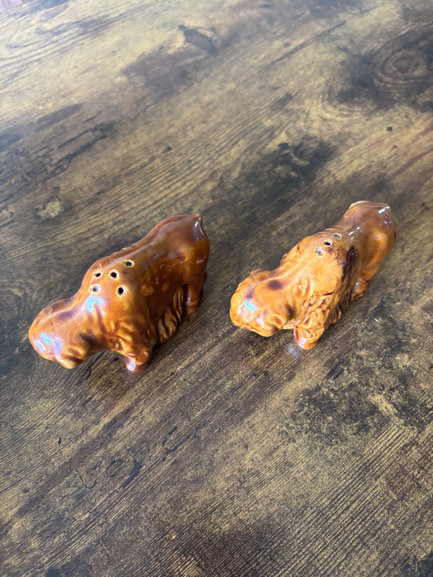 *VINTAGE* SOUTH DAKOTA SIGNED BISON BUFFALO SALT & PEPPER SHAKERS SET