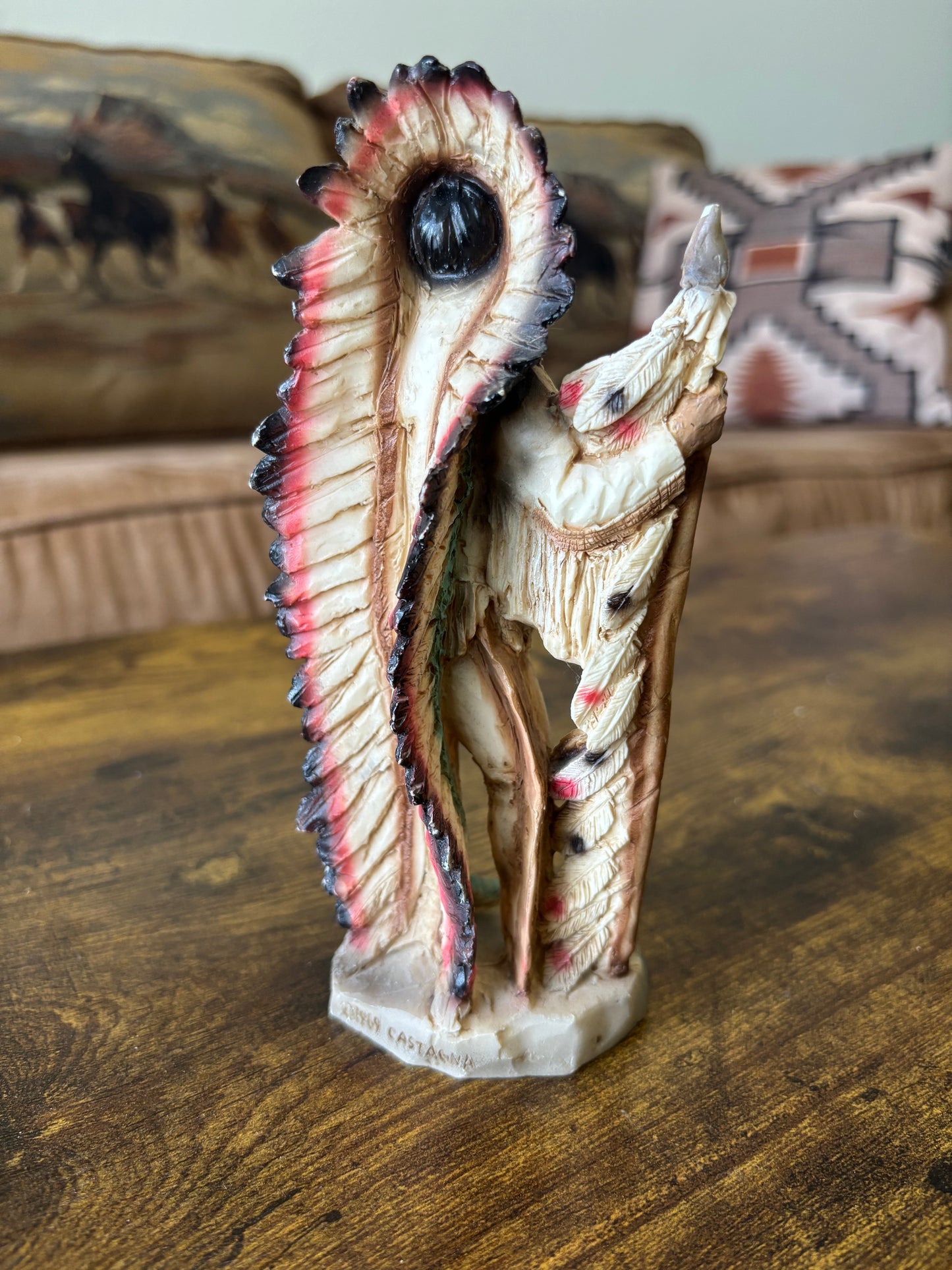 *VINTAGE* 1969 CASTAGNA NATIVE AMERICAN CHEIF STATUE FIGURINE