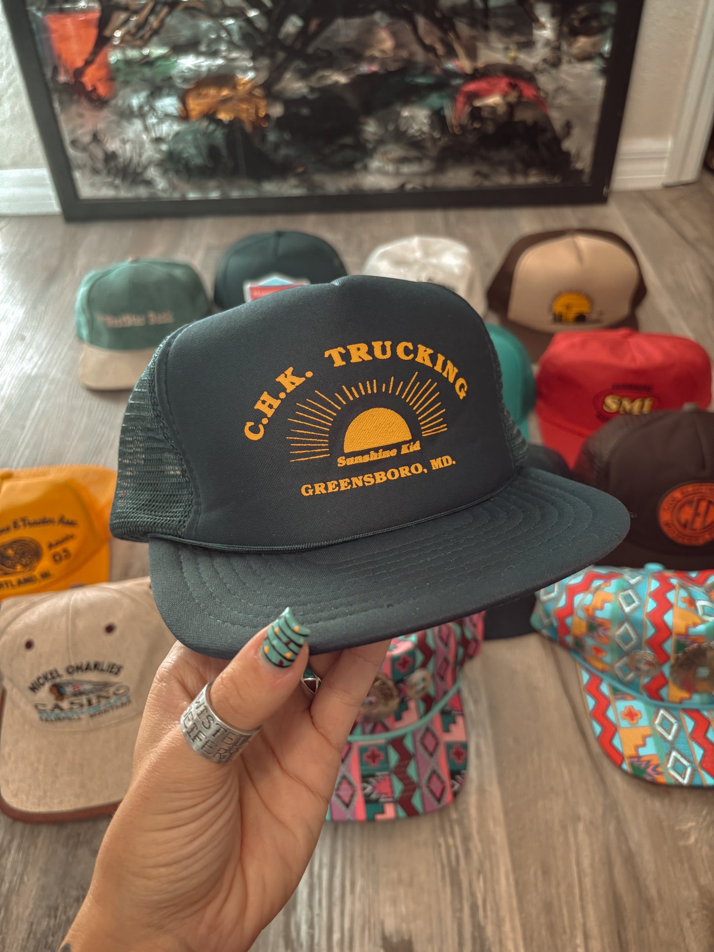 *VINTAGE* C.H.K. TRUCKING SUNSHINE KID TRUCKER HAT