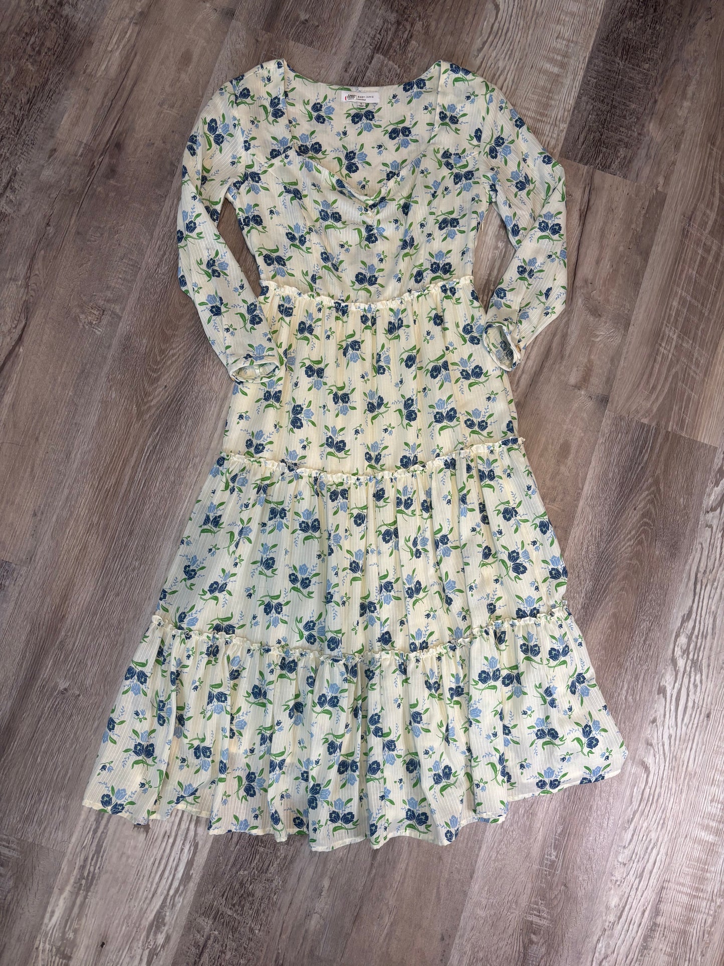 SWEET BABY JAMIE IVORY TIERED SWEETHEART MIDI DRESS