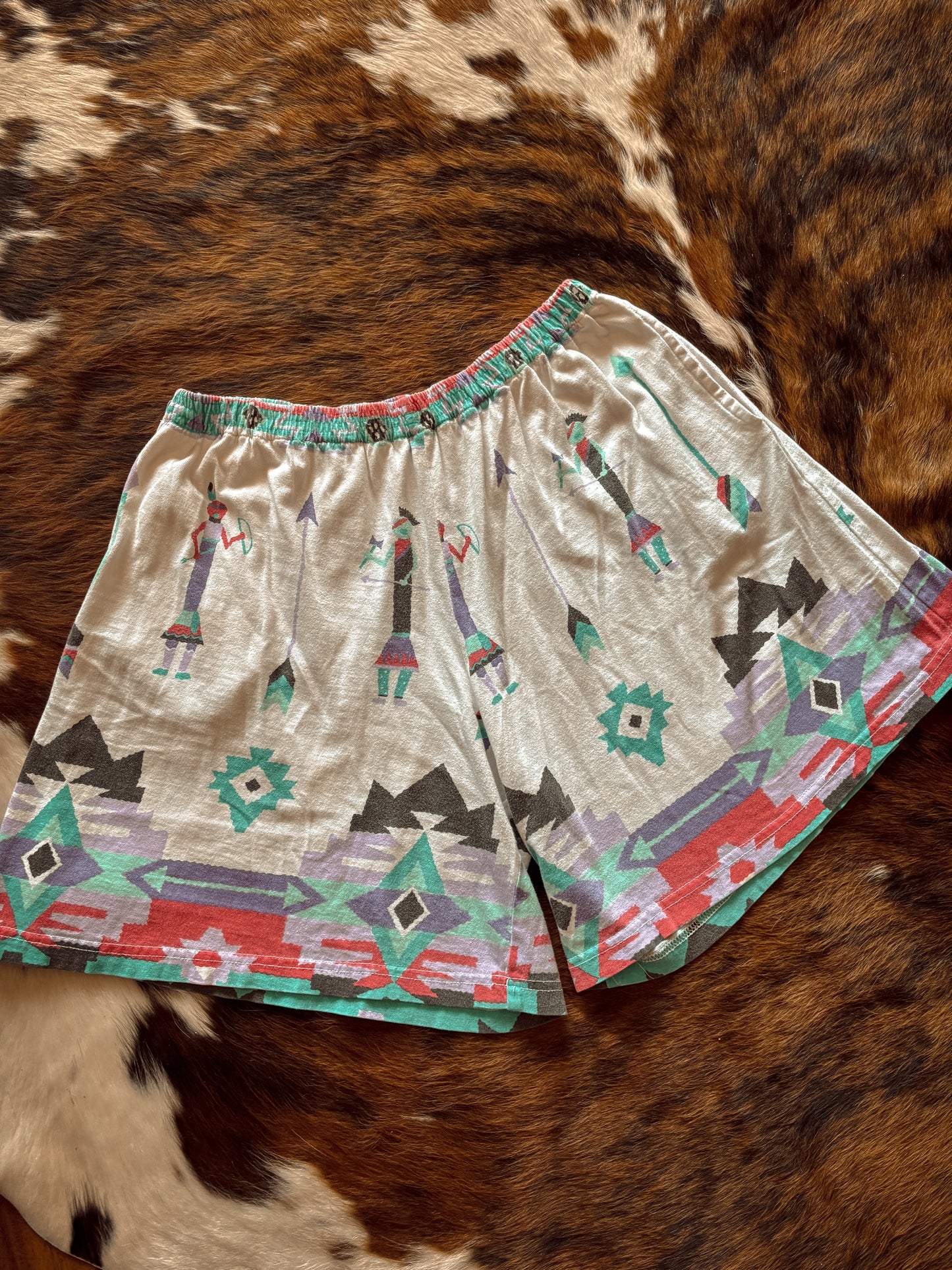 Greenie Sleep/ Lounge Shorts Kachina Native American Aztec *VINTAGE*