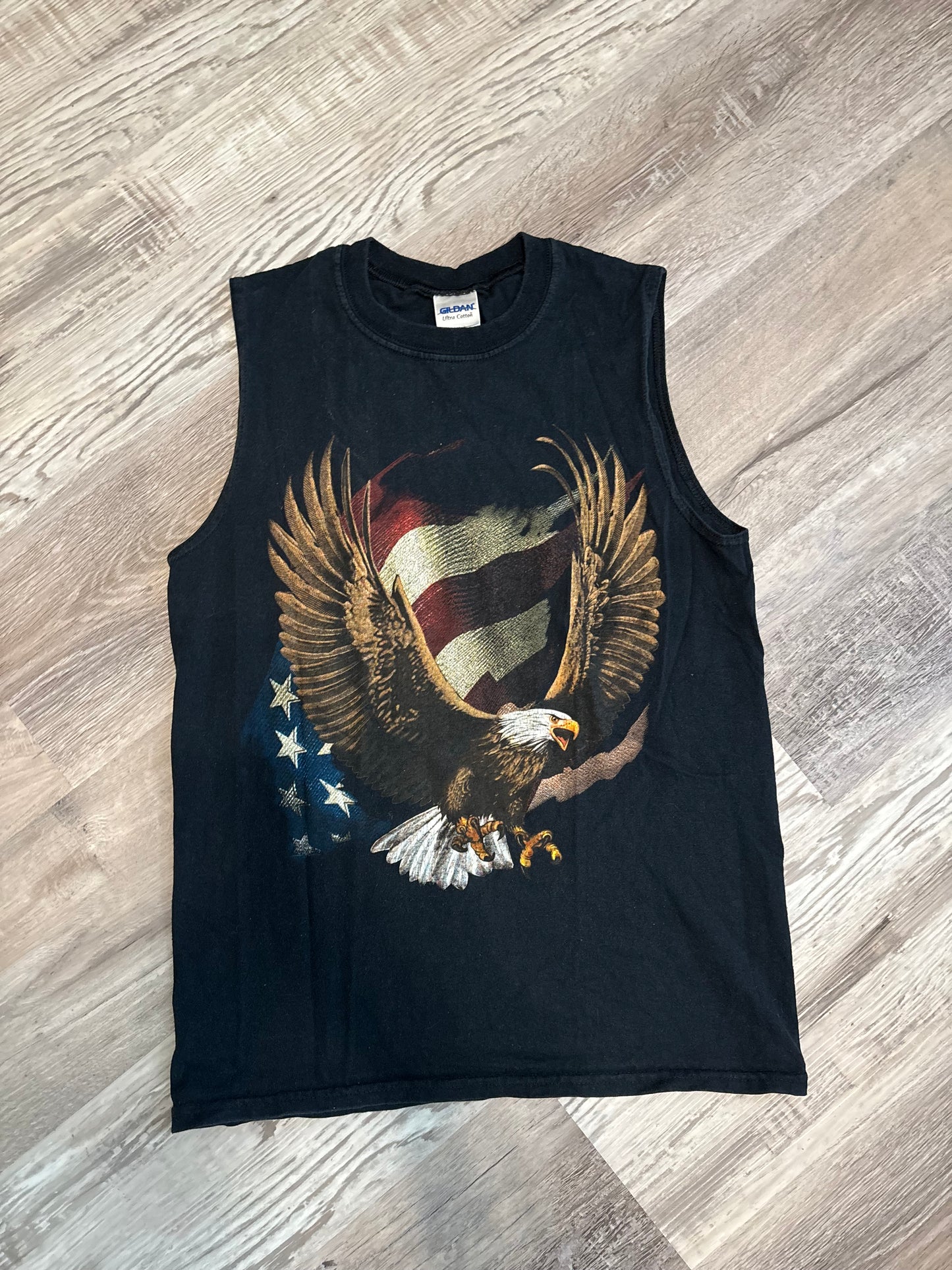 *VINTAGE* AMERICAN FLAG EAGLE TANK TOP CUT OFF TEE