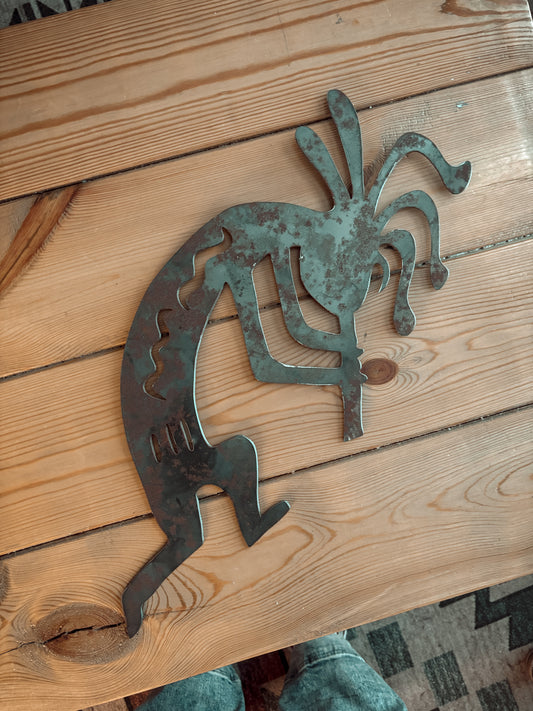 RUSTY CRUSTY METAL KOKOPELLI WALL HANGING