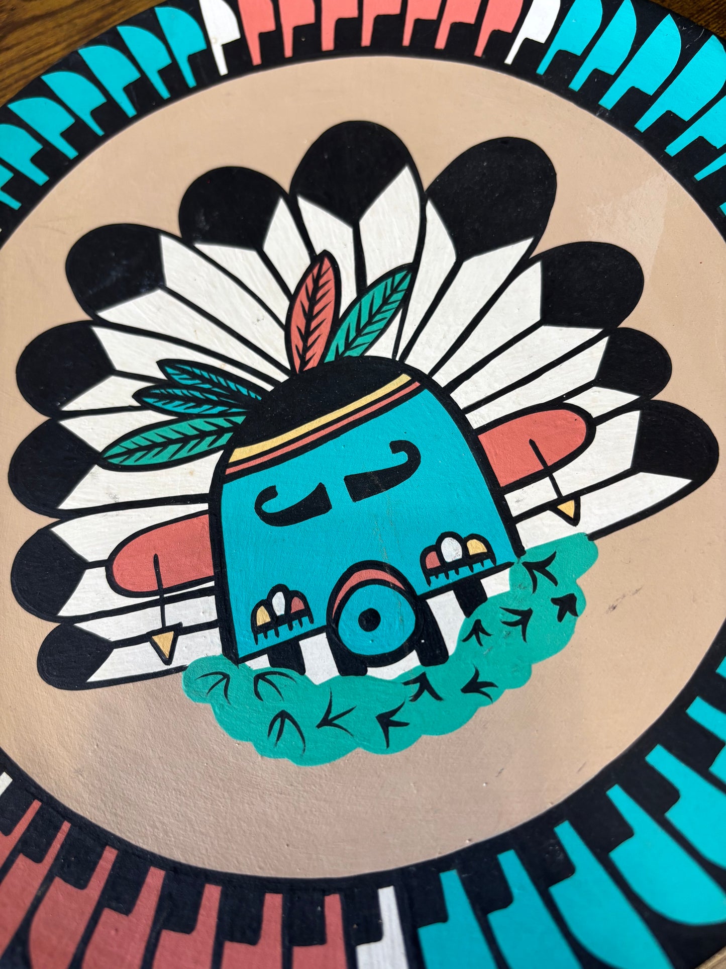 *VINTAGE* GORGEOUS HAND-PAINTED SIGNED KACHINA NATIVE AMERICAN PLATE