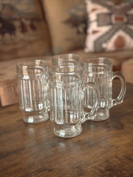 *VINTAGE* ANCHOR HOCKING LINE LITES MUGS (SET OF 4)