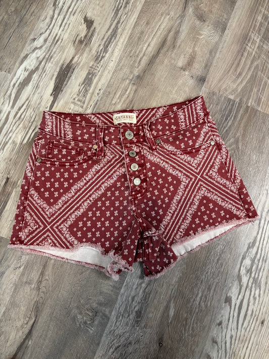 26” SHYANN PAISLEY BANDANA PRINT CUT OFF SHORTS