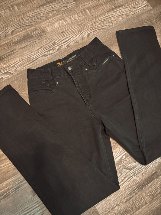 28” *VINTAGE* BLACK ROCKIES STAR BAREBACK JEANS