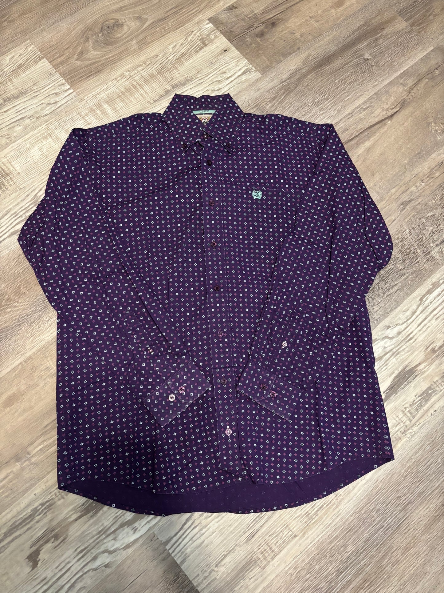 PURPLE/BLUE DIAMOND CINCH BUTTON UP SHIRT