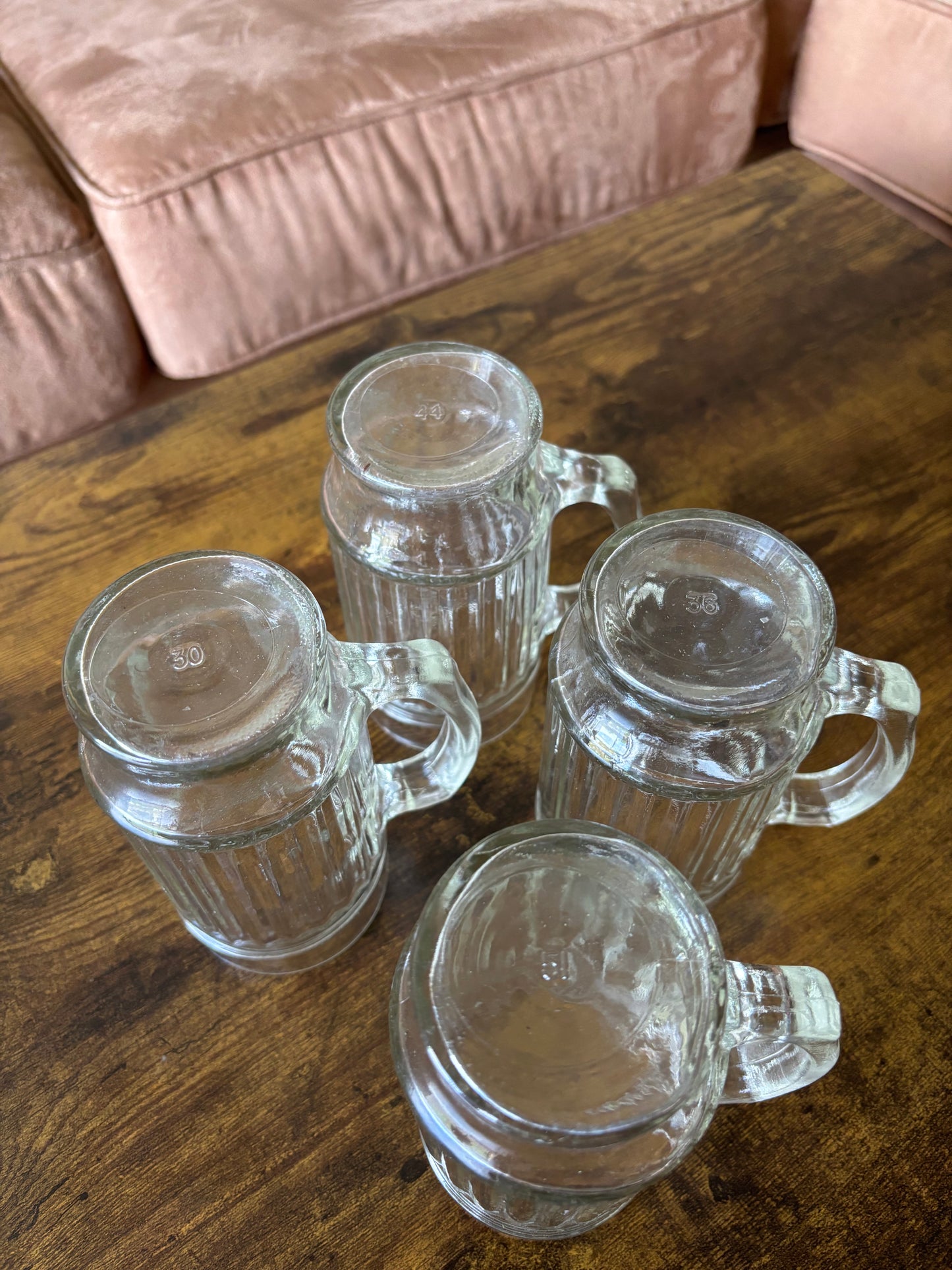 *VINTAGE* ANCHOR HOCKING LINE LITES MUGS (SET OF 4)
